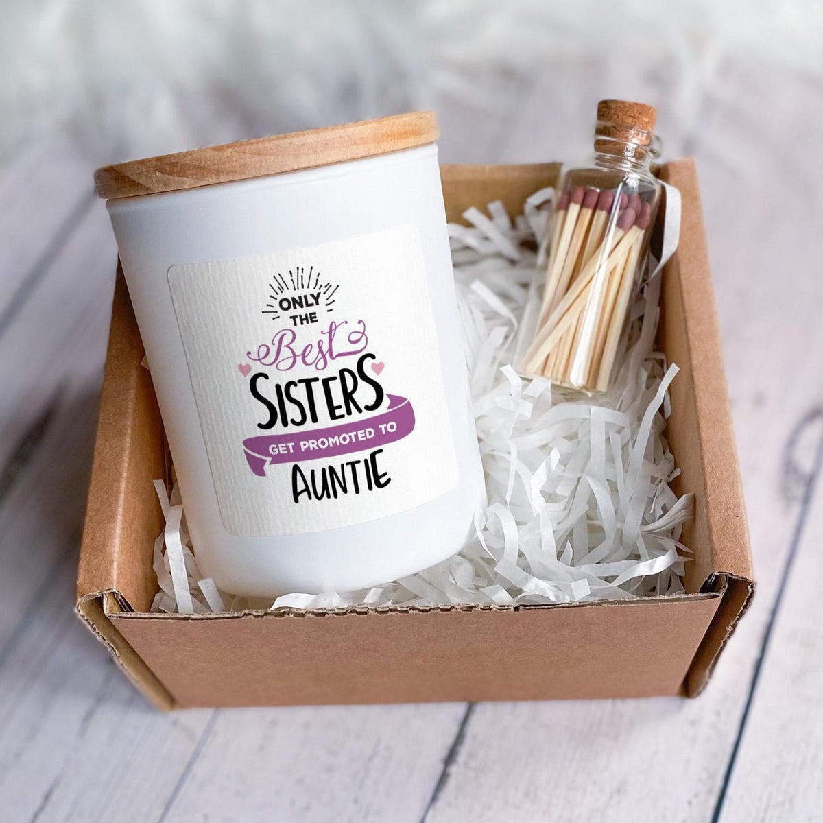 Promoted To Auntie Candle Pregnancy Announcement Gift For Sister