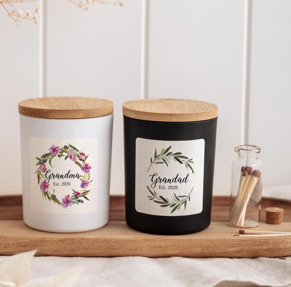New Grandma & Grandad Candle, Pregnancy Announcement Gift, Grandparent to Be Keepsake