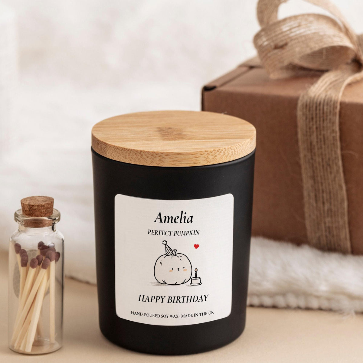 Personalised Perfect Pumpkin Birthday Candle, Custom Name Gift, Soy Wax Keepsake, Halloween Autumn Design