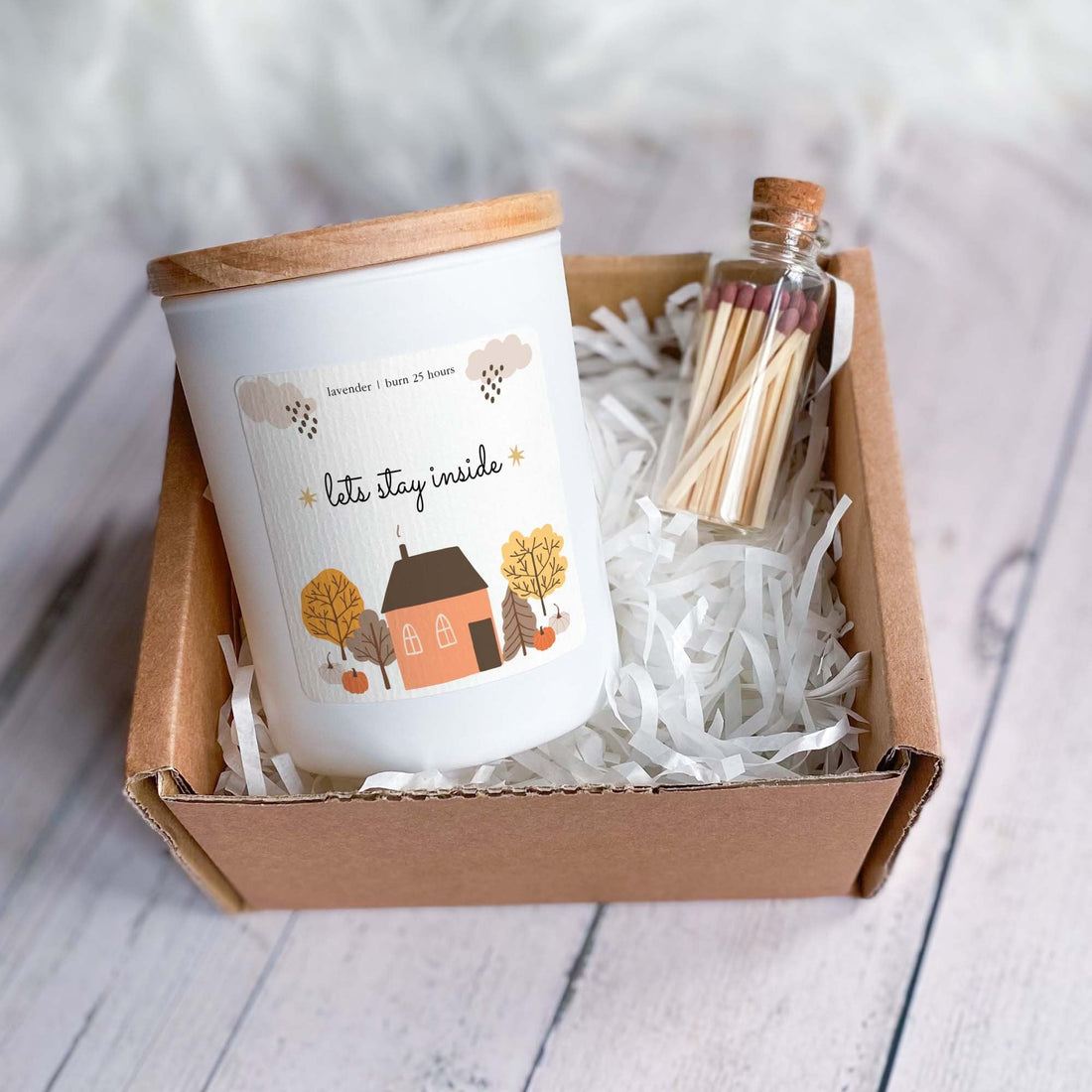 Lets Stay Inside Cosy Autumn Scented Candle Pumpkin Spice Fall Gift for Friends Mum Dad Grandma Birthday Gift Autumn Vibes Home Decoration