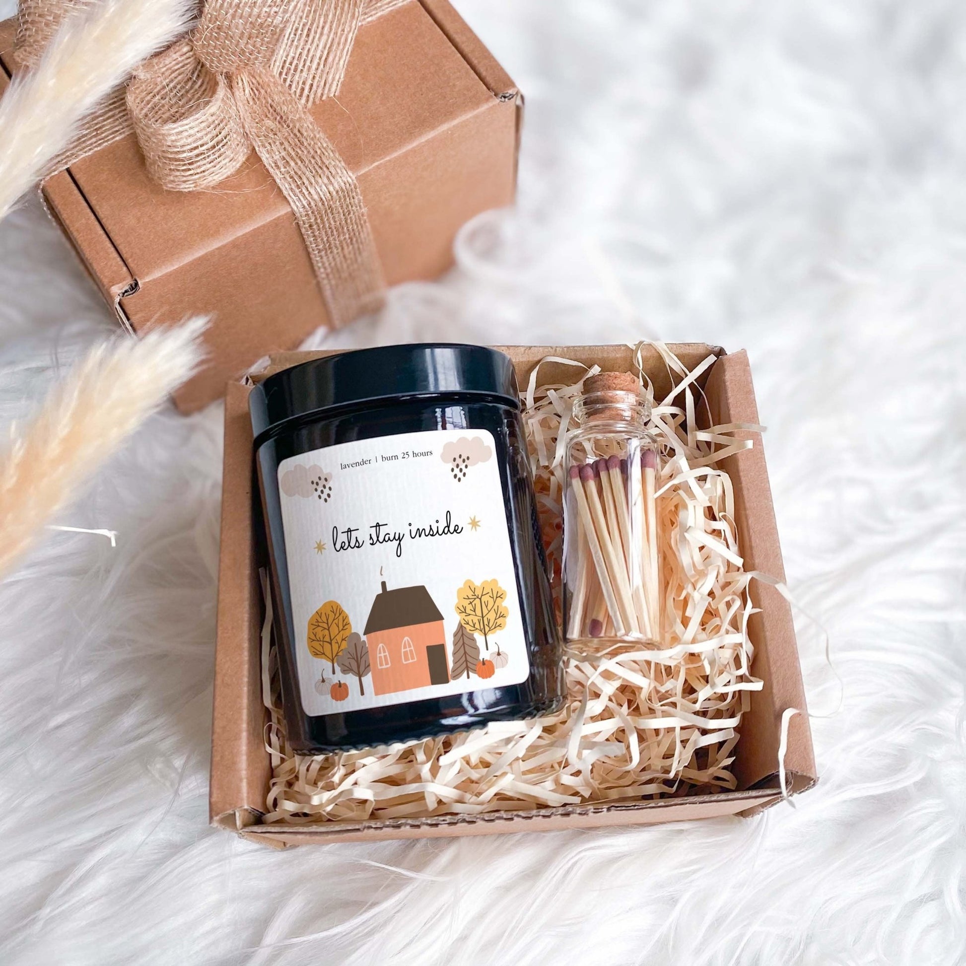 Lets Stay Inside Cosy Autumn Scented Candle Pumpkin Spice Fall Gift for Friends Mum Dad Grandma Birthday Gift Autumn Vibes Home Decoration