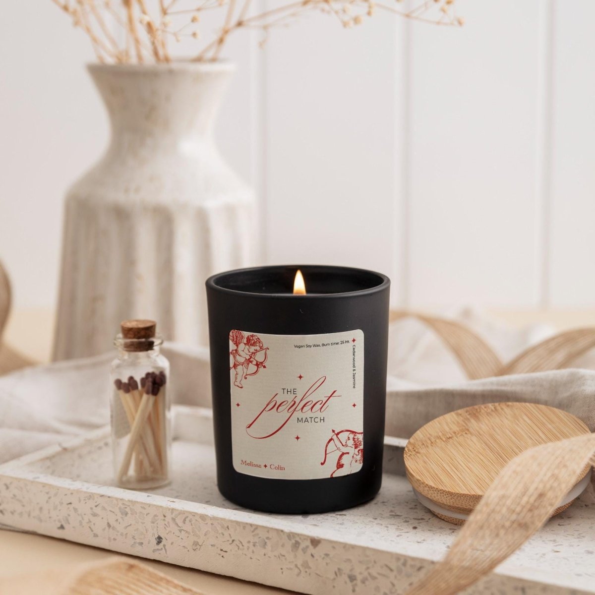 Mini Matches Jar with Couple Initials - Personalised Valentine’s Gift