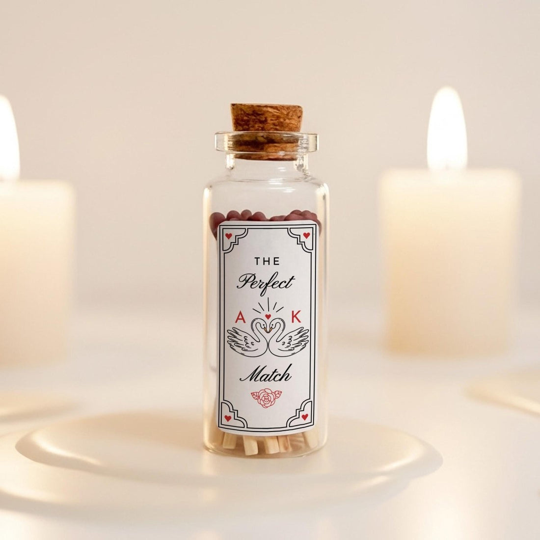 Mini Matches Jar with Initials - The Perfect Match - Funny Valentines Gift