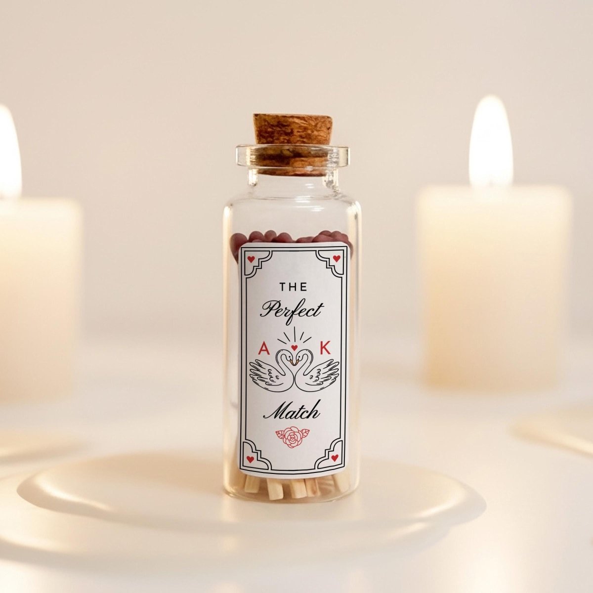 Mini Matches Jar with Initials - The Perfect Match - Funny Valentines Gift