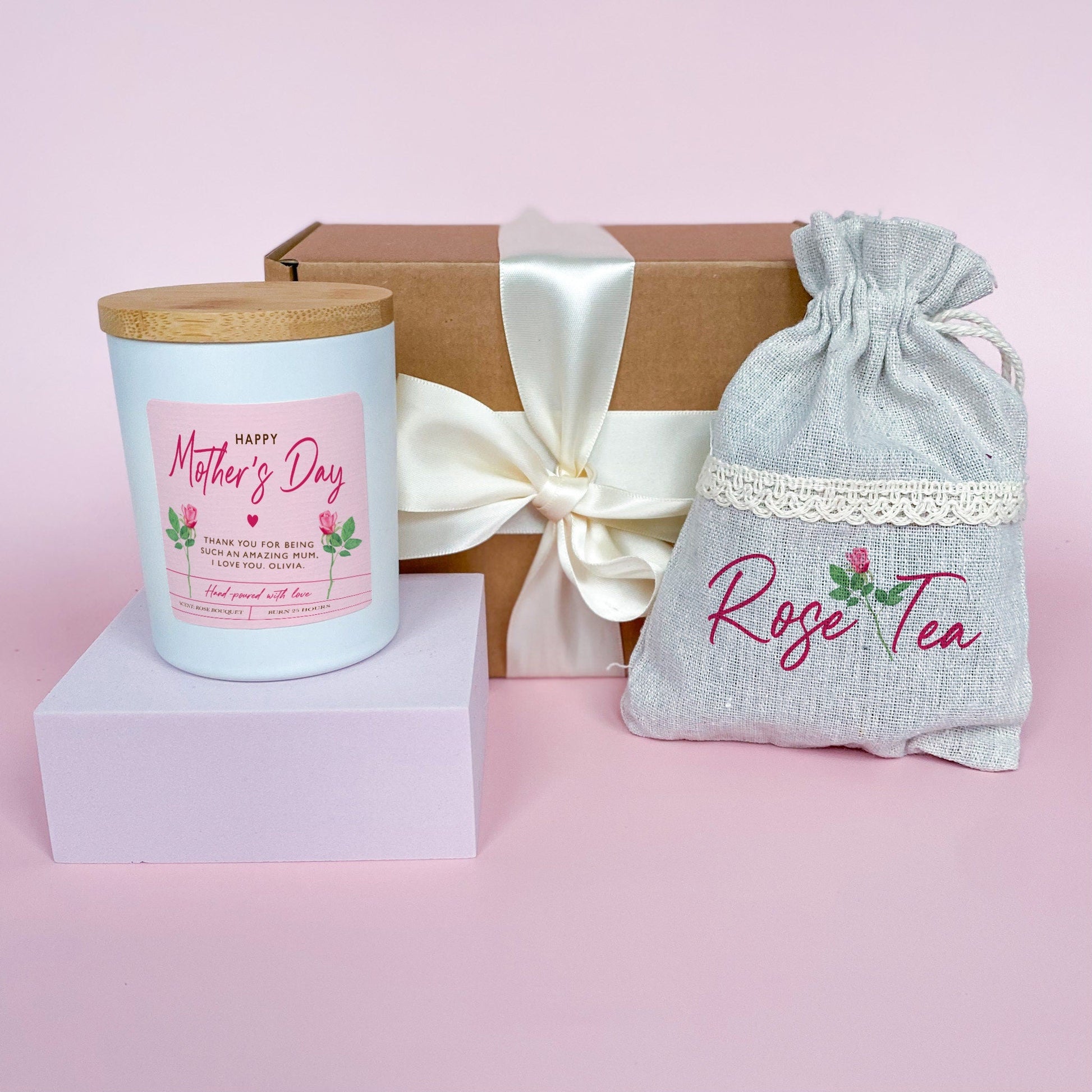 Mother's Day scented candle with rose tea, FREE GIFT PACKAGING, Soy wax vegan candle, Gift for mum