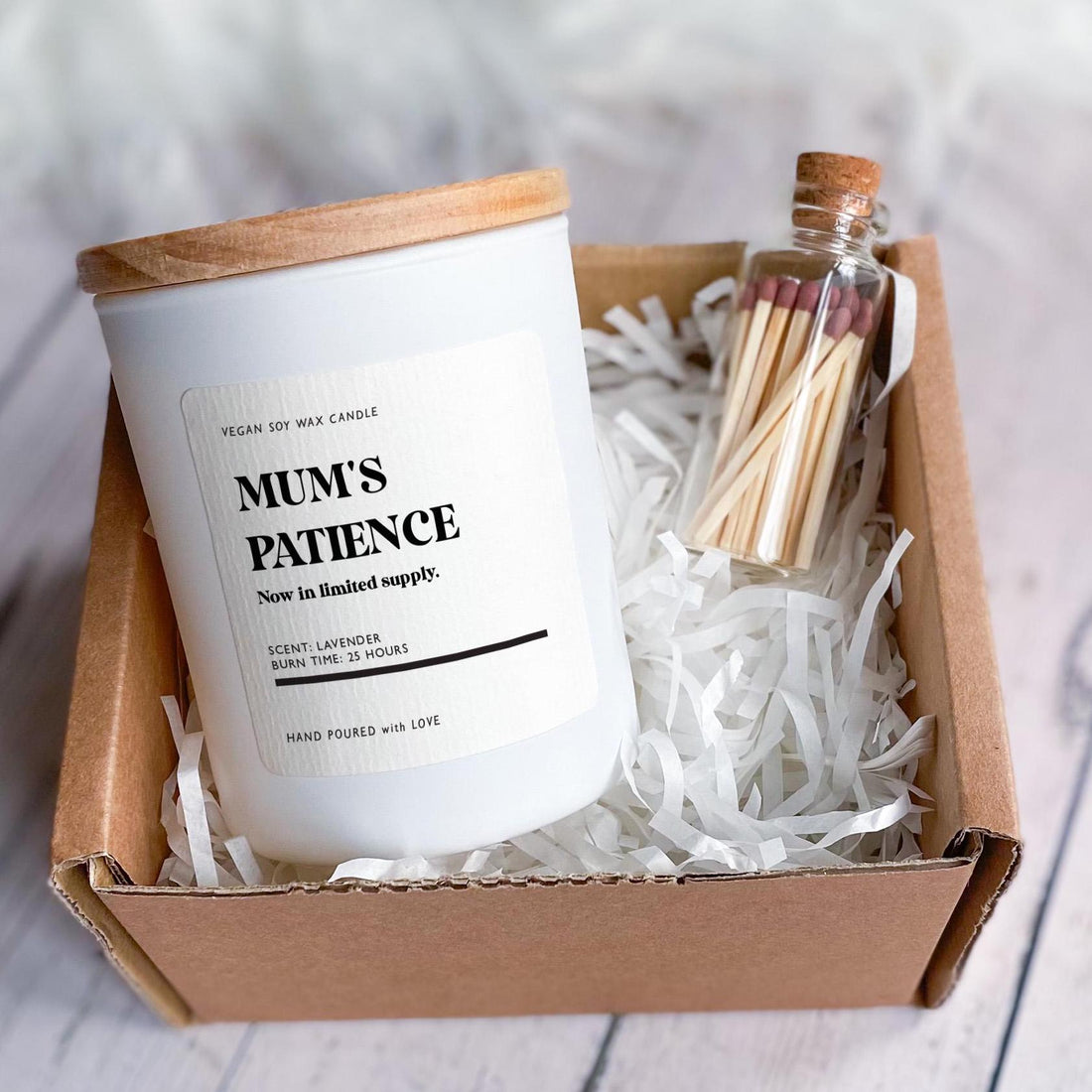 Mum's Patience Scented Candle Funny Gift for Mummy Mama Mother's Day New Mum Present Tired Parent Soy Wax Relaxing Self - Care Mum's Birthday