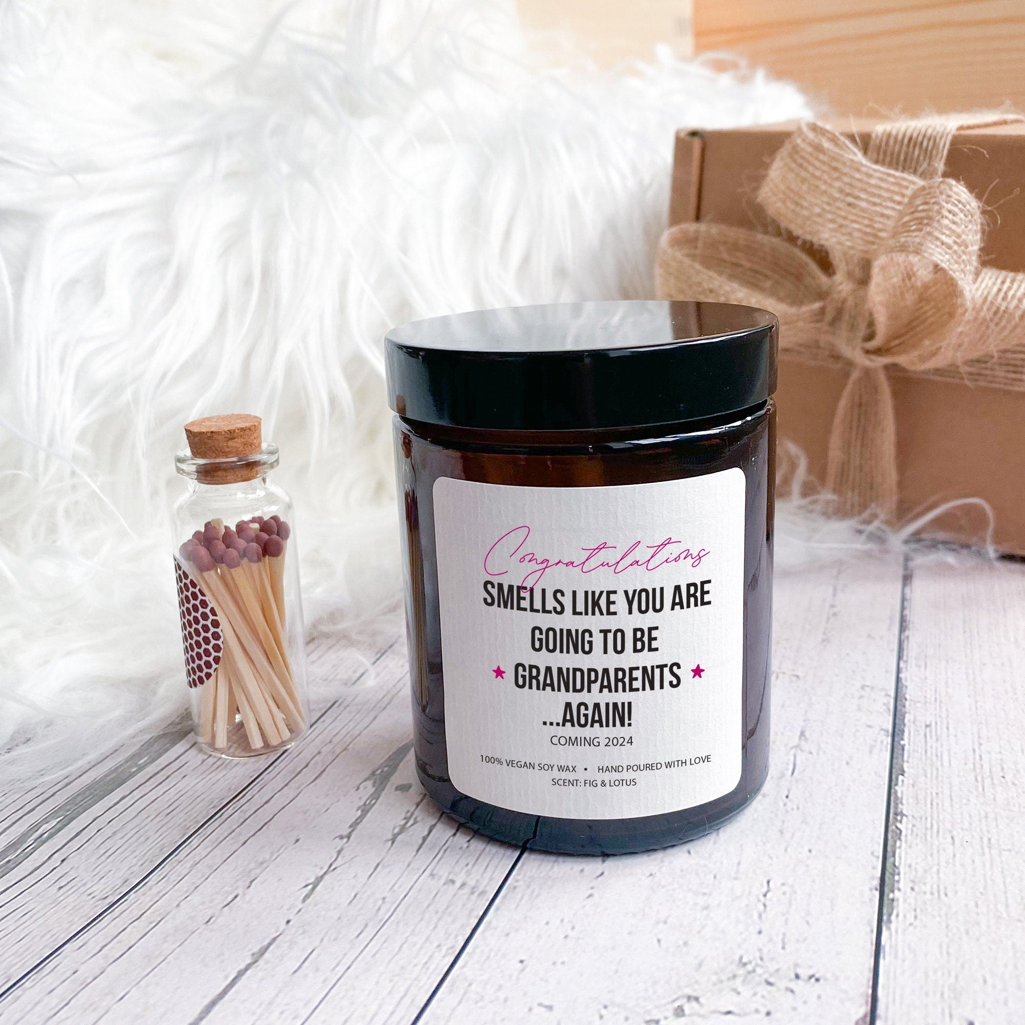 New Baby Announcement Candle, Gift Box for new dad grandma grandad uncle auntie nanny, Smells like you are going to be, 2nd Pregnancy