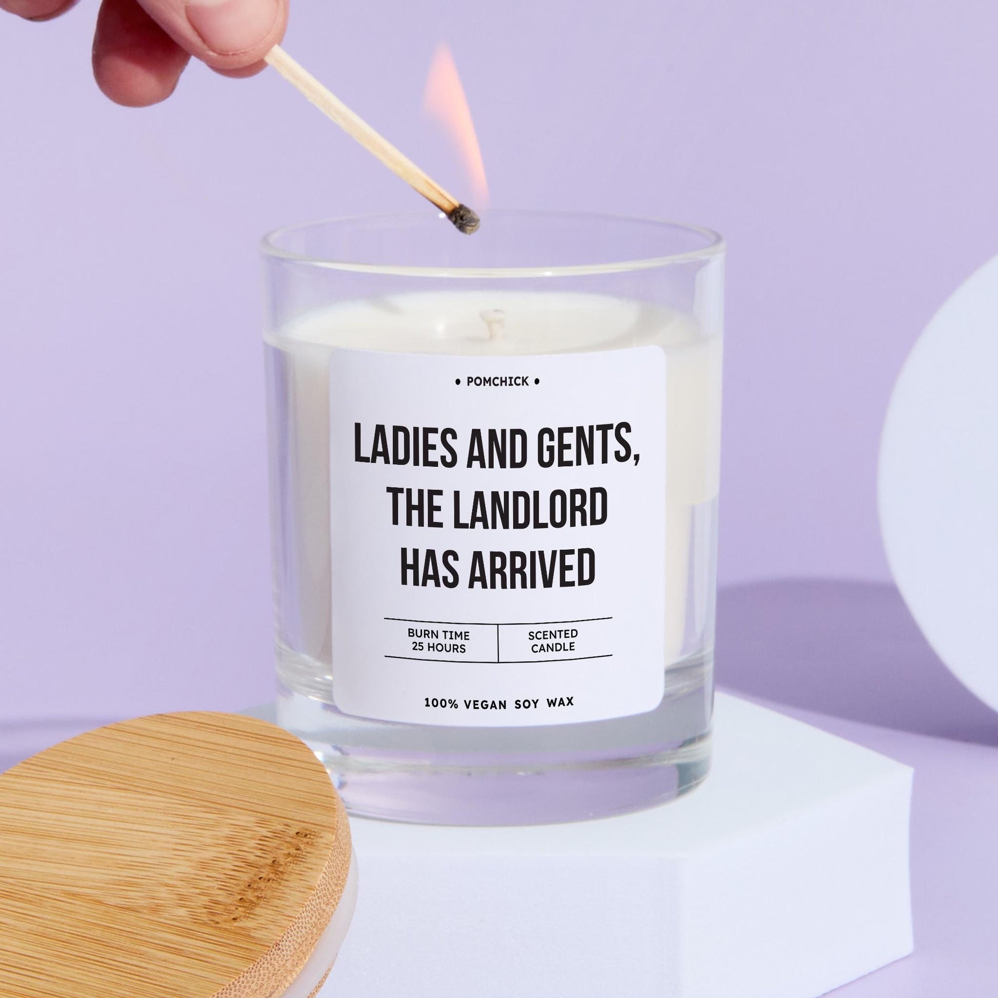 New Home Candle Gift Ladies and Gents The Landlord Has Arrived Fun Keepsake for New Landlords Property Owners Vegan Housewarming Gift
