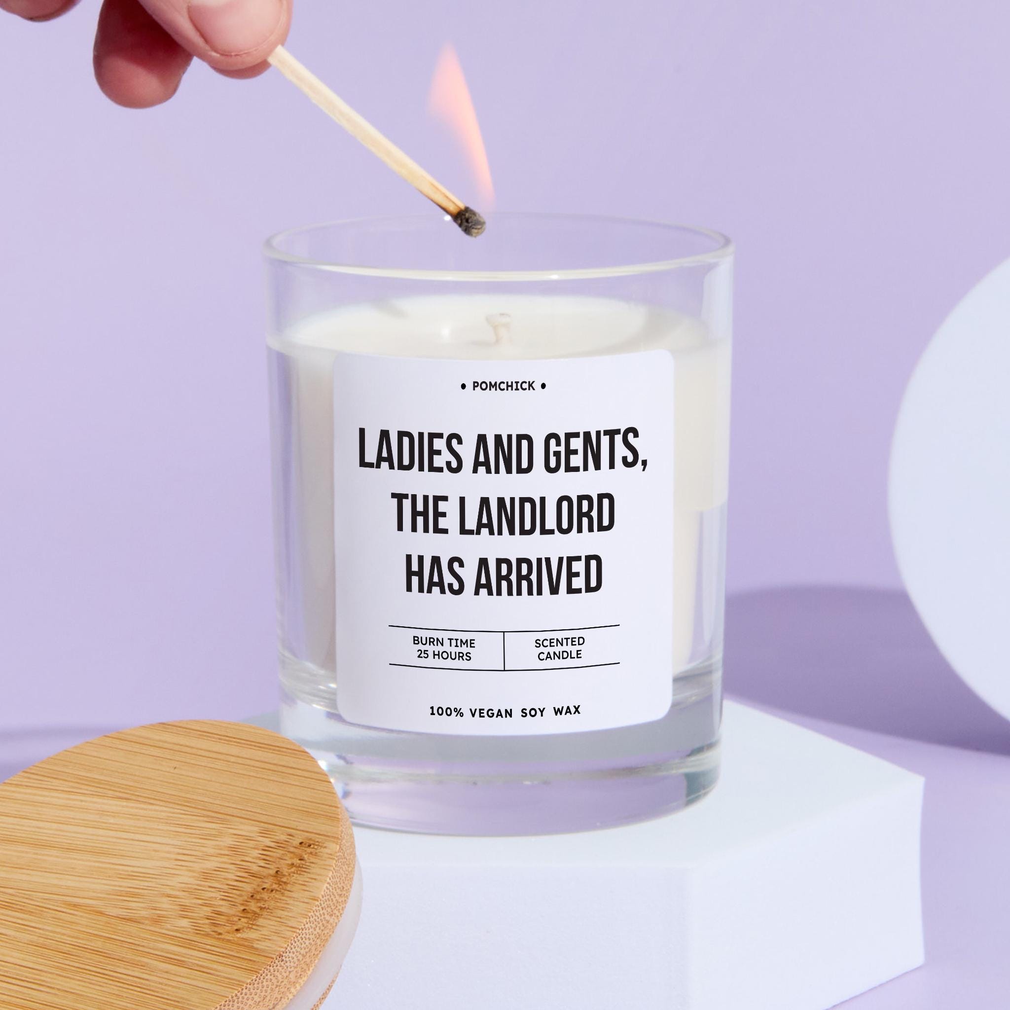 New Home Candle Gift Ladies and Gents The Landlord Has Arrived Fun Keepsake for New Landlords Property Owners Vegan Housewarming Gift