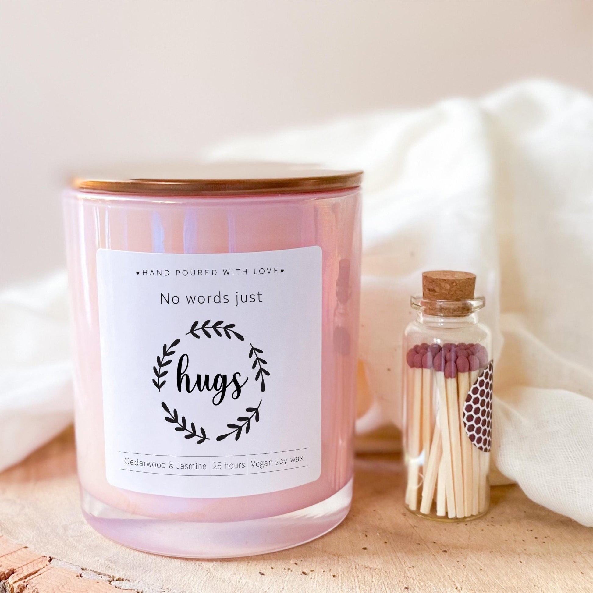 No Words Just Hugs Candle Thinking of You Gift for Friend, Family or Colleague Thoughtful Memorial Sympathy Support Present