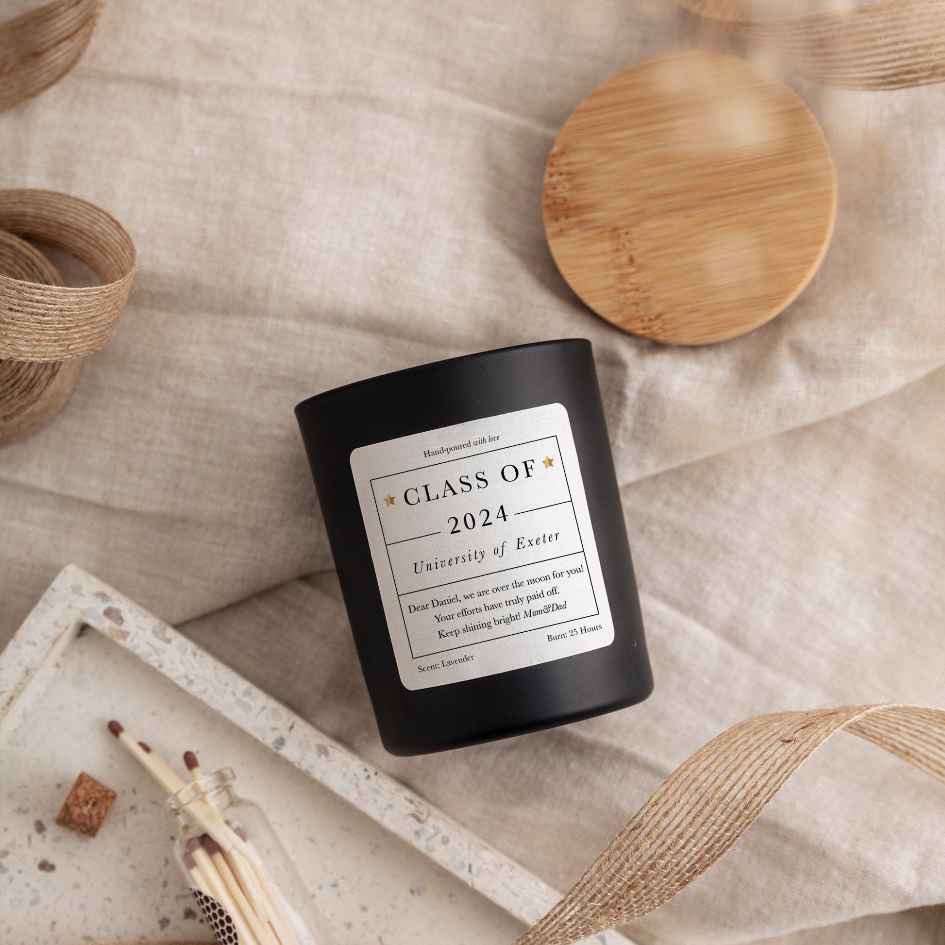 Personalisation graduation scented candle with your text university Class of 2024 gift for her him Congratulations Well Done Proud Of You