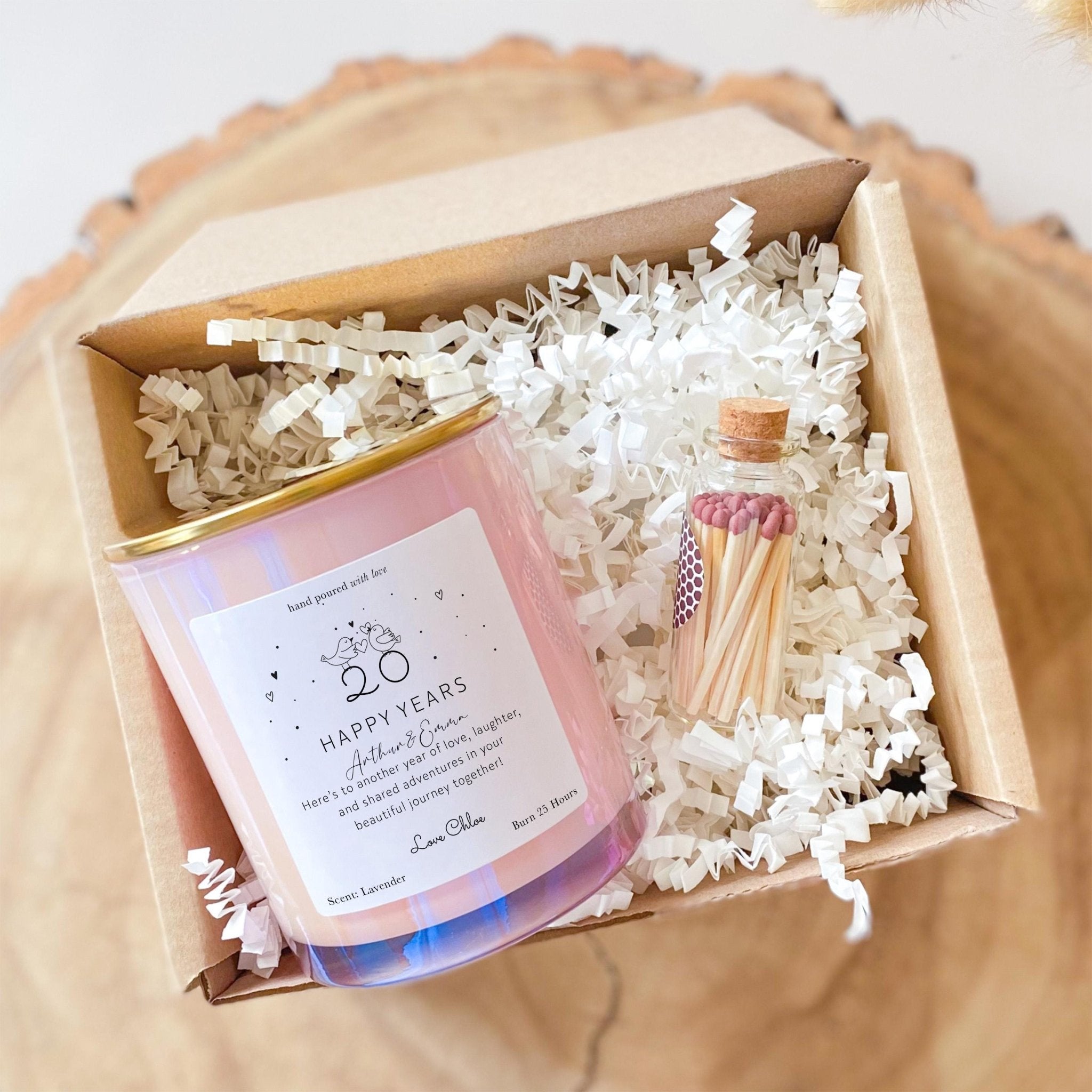 Personalised Anniversary Candle Gift for a Couple Wedding Anniversary Present for Wife Girlfriend 10 20 30 40 50 Happy Golden Years