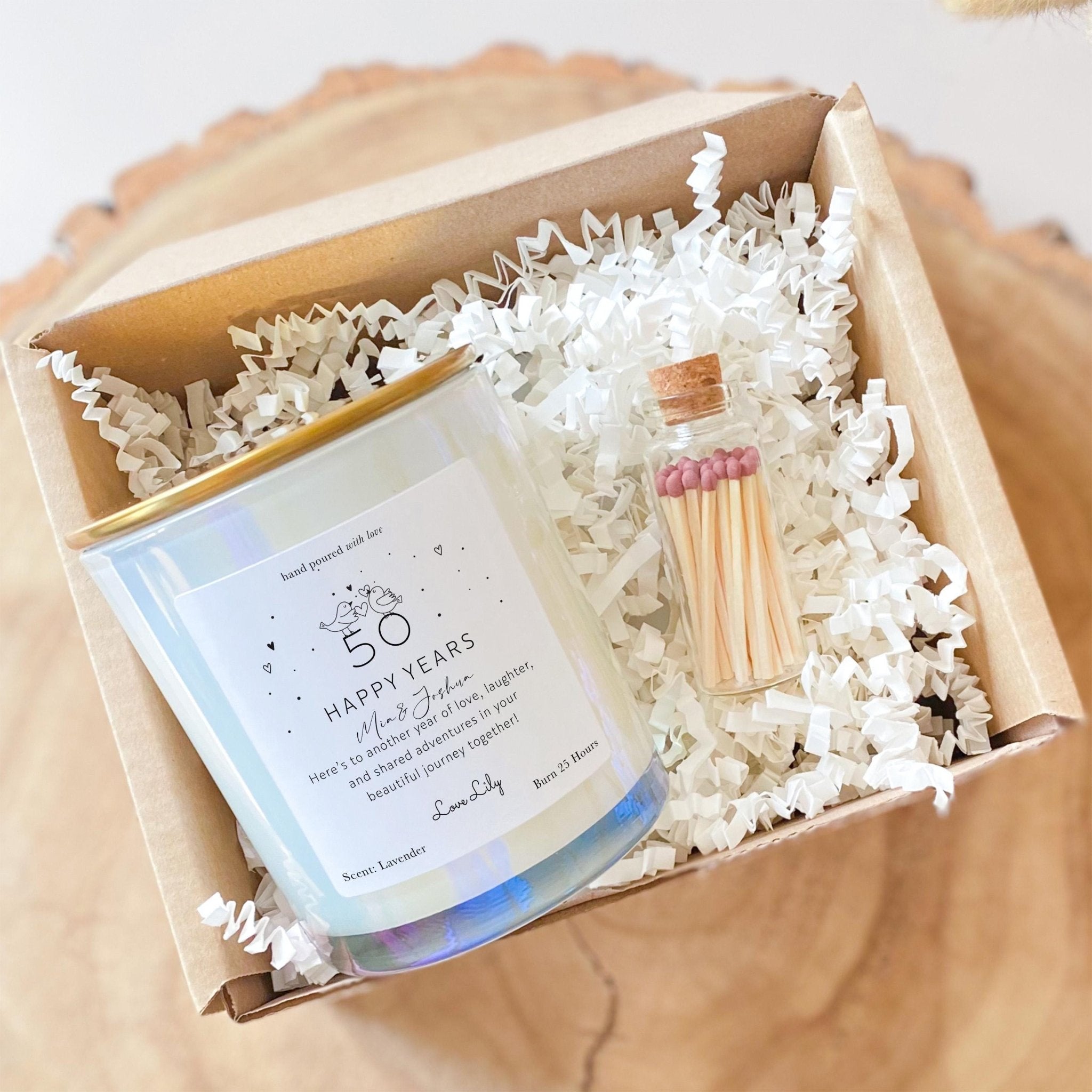 Personalised Anniversary Candle Gift for a Couple Wedding Anniversary Present for Wife Girlfriend 10 20 30 40 50 Happy Golden Years