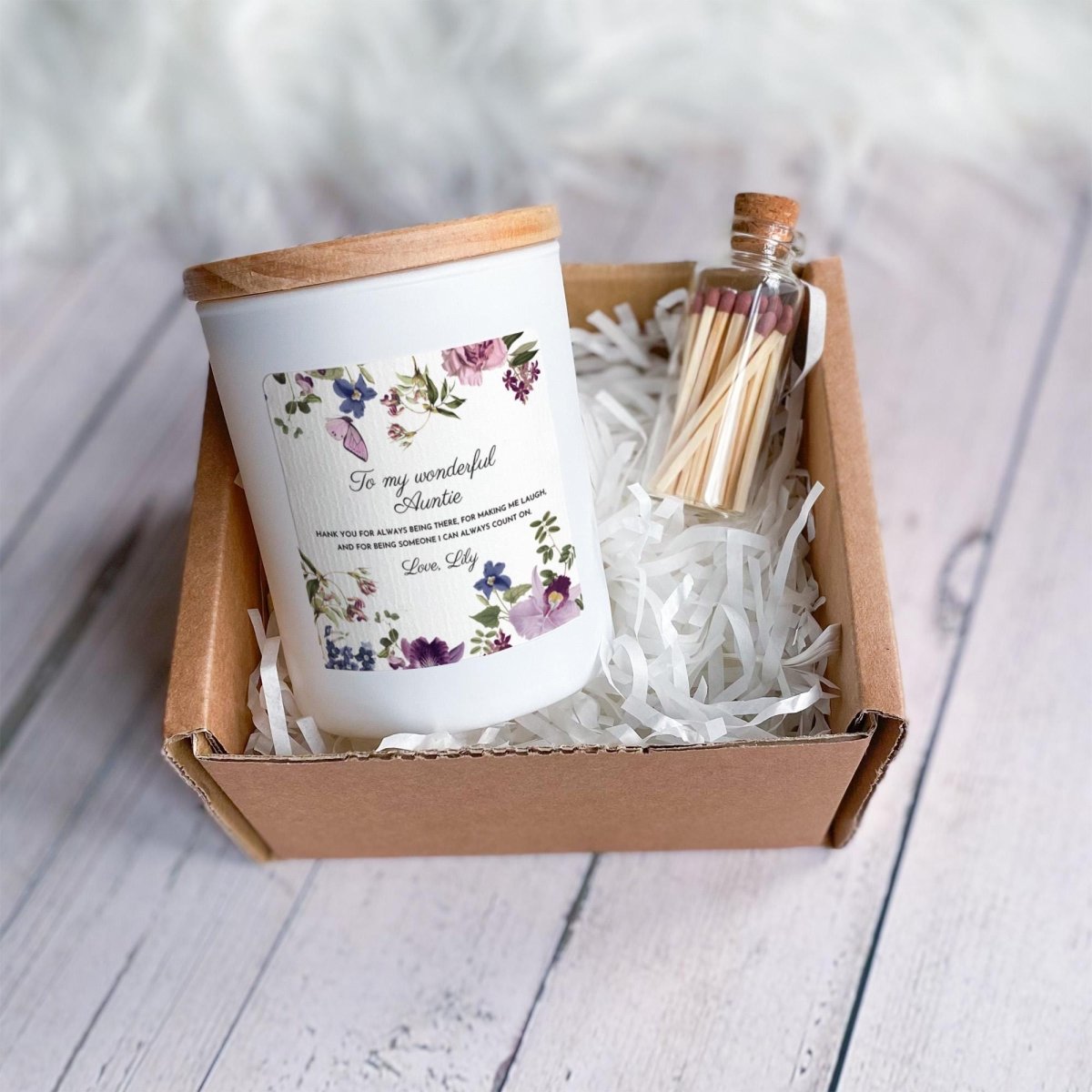 Personalised Auntie Candle Gift, Aunt Present From Niece Nephew, Thank You Custom Scented Keepsake