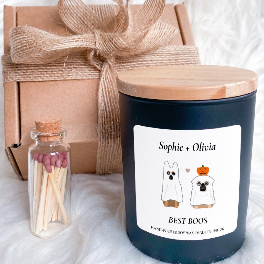 Personalised Best Boos Halloween Candle, Custom Dog Name Gift, Soy Wax Keepsake, Ghost Costume Design, Autumn Home Decor