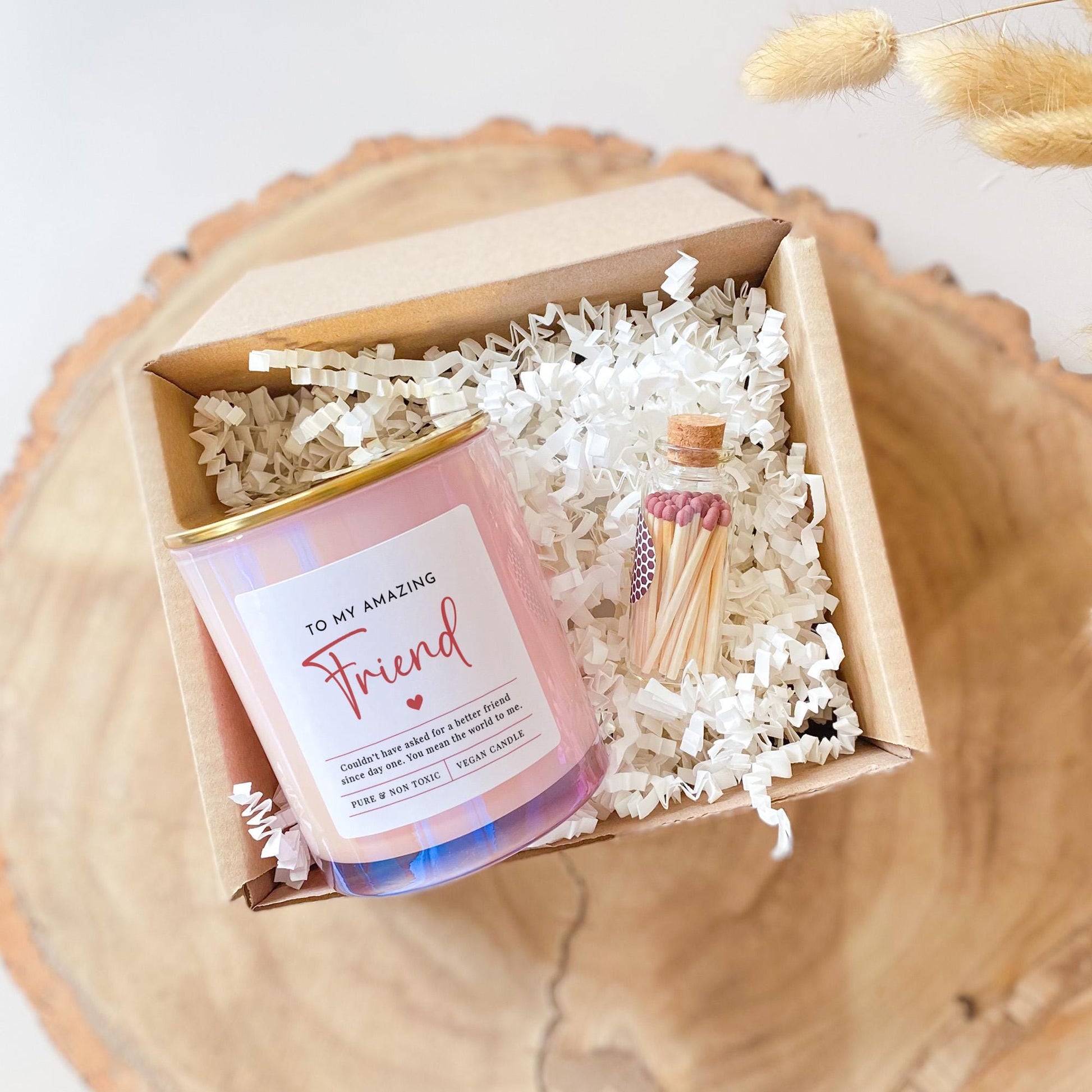 Personalised Best Friend Scented Candle FREE Mini Matches Jar Gift for Birthday Friendship Thank You Vegan Handmade To My Amazing Friend