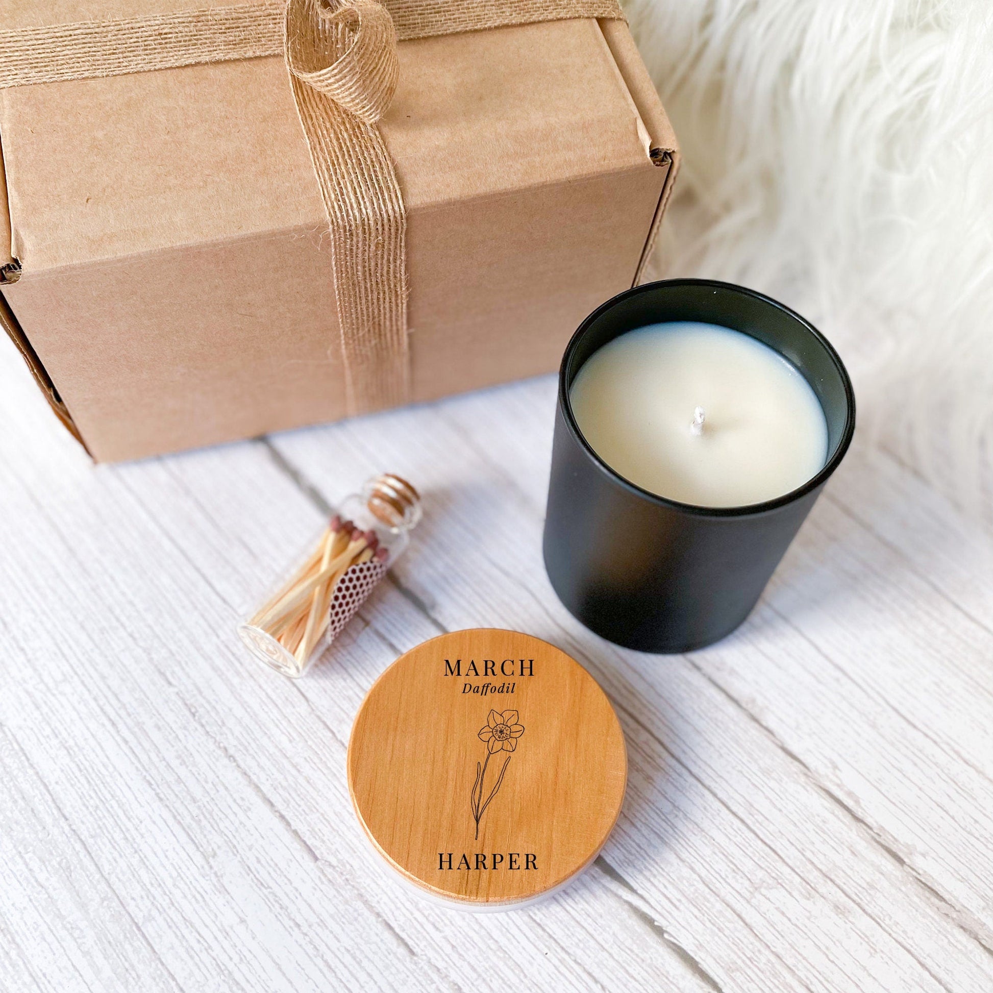 Personalised Birth Flower Candle, Birthday Gift for January February March April May June July August September October November December
