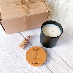 Personalised Birth Flower Candle, Birthday Gift for January February March April May June July August September October November December