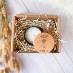 Personalised Birth Flower Candle, Birthday Gift for January February March April May June July August September October November December