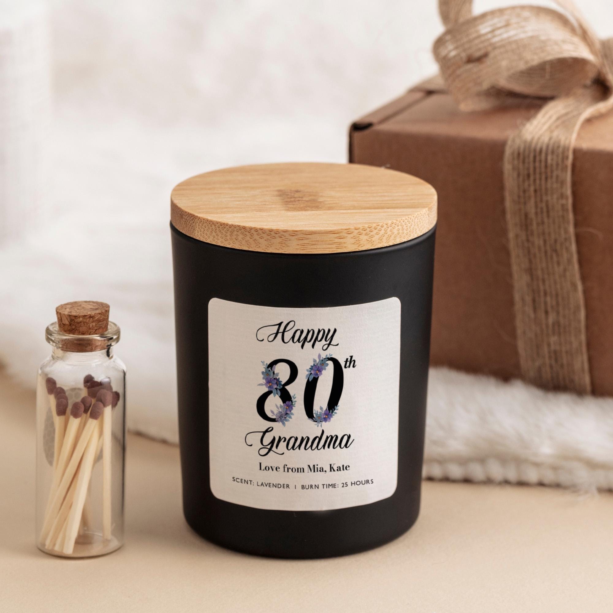 Personalised Birthday Candle for Grandma | Custom Age & Name Floral Label | Nan, Nanny, Gran, Granny Keepsake Gift