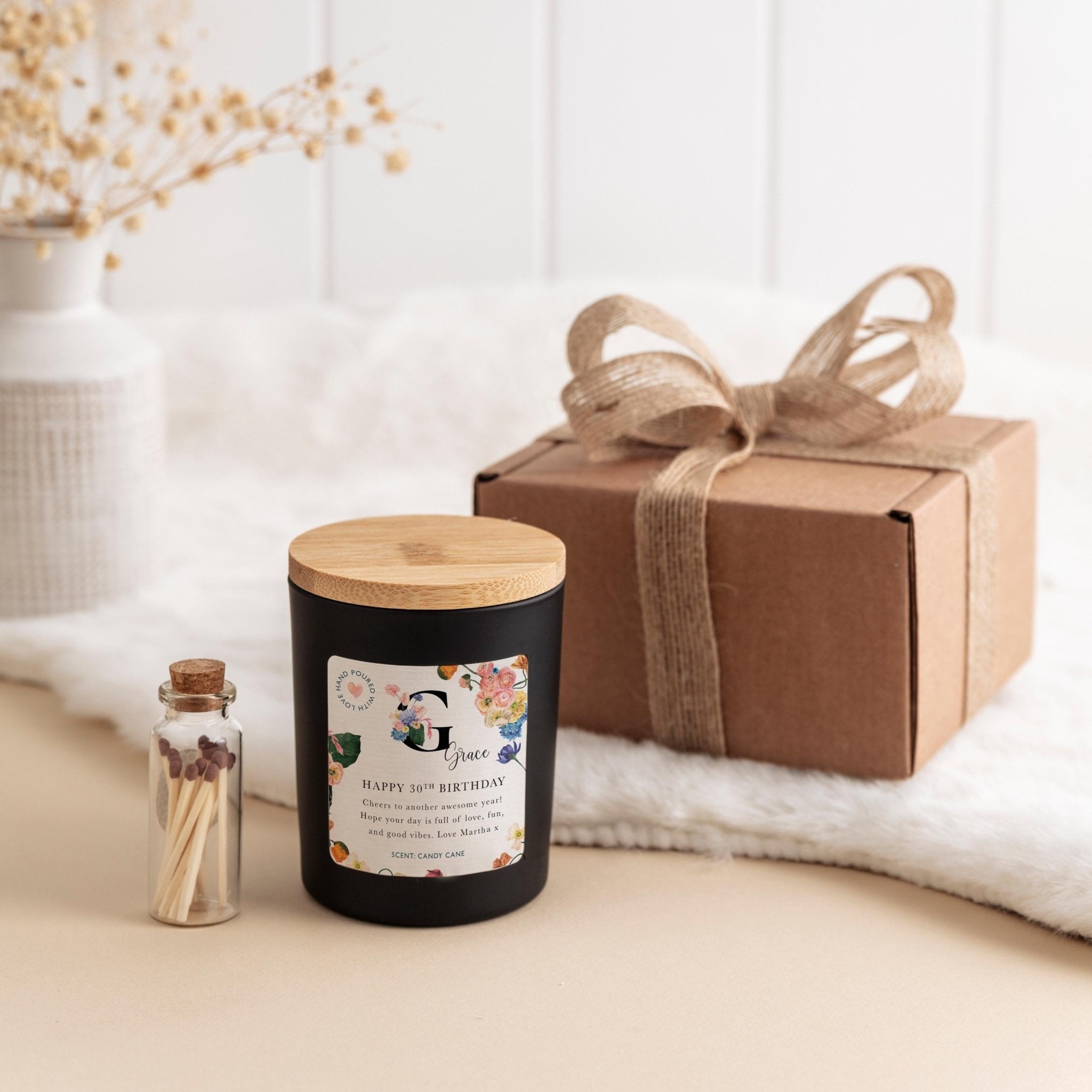 Personalised Birthday Candle Gift for Her with Name Age and Your Text Thoughtful Present for Friend Sister Mum Niece Daughter 20th 30th 40th