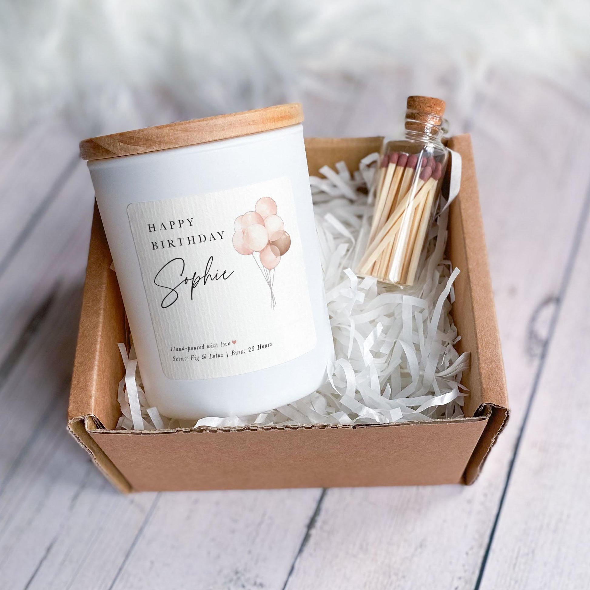 Personalised Birthday Candle Gift Set for Her Elegant Balloon Design Jar Daughter Mum Sister Keepsake Present 16th 18th 21st 30th 40th 50th