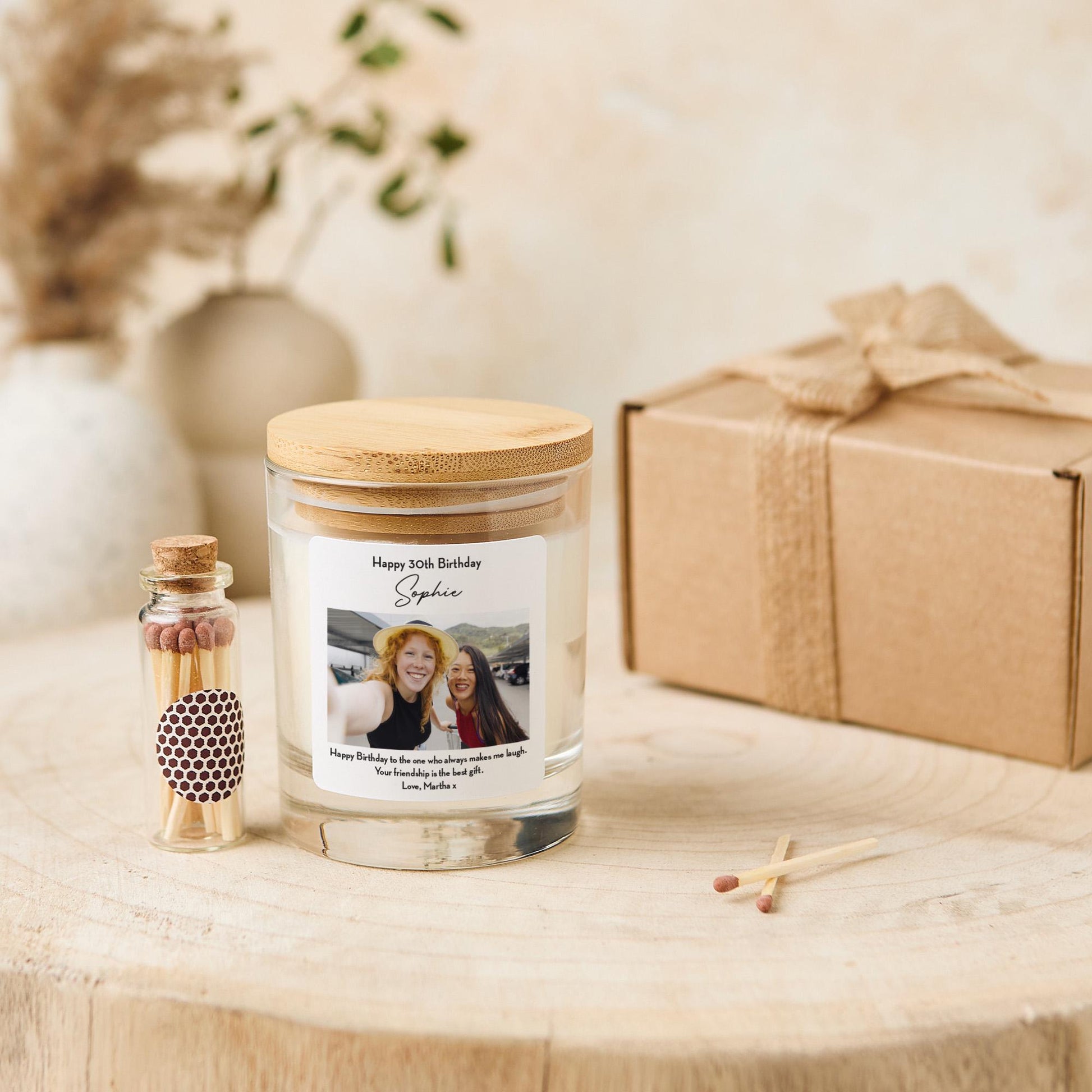 Personalised Birthday Candle Gift with Photo and Custom Message for Her Colleague Friend