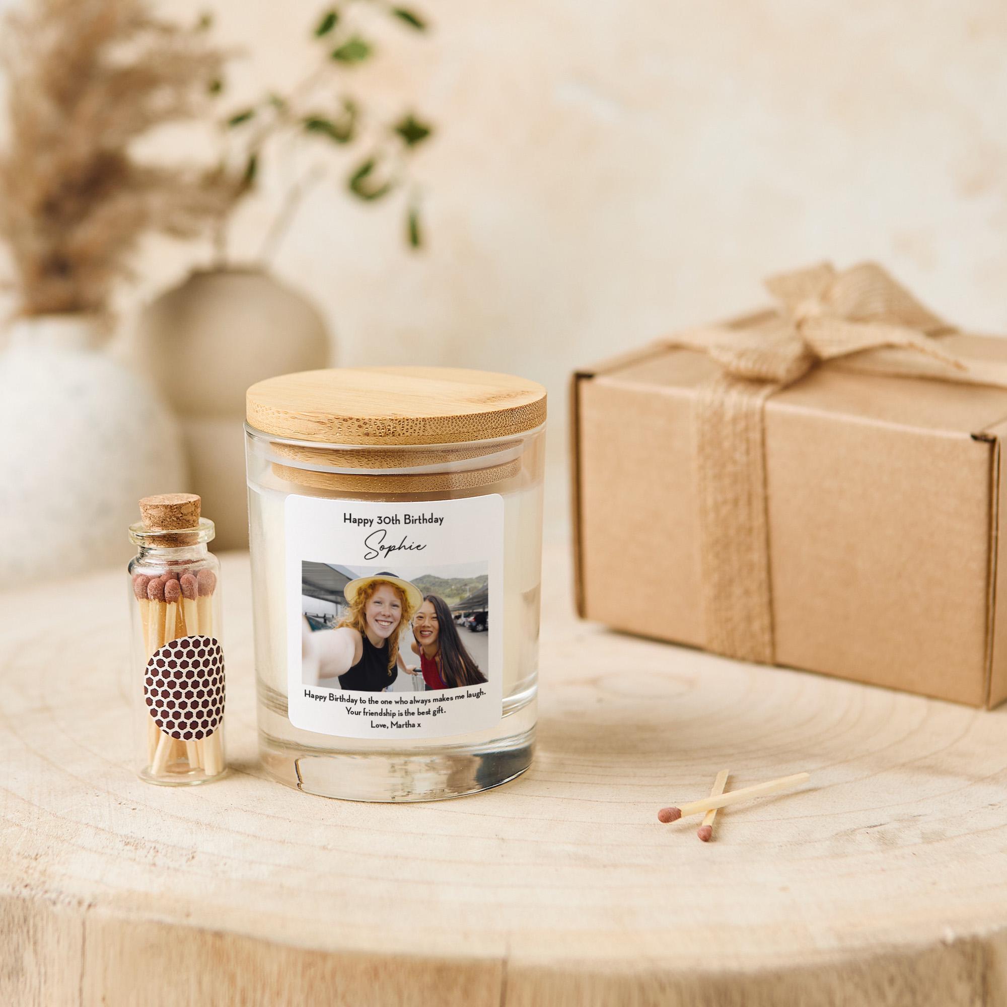 Personalised Birthday Candle Gift with Photo and Custom Message for Her Colleague Friend