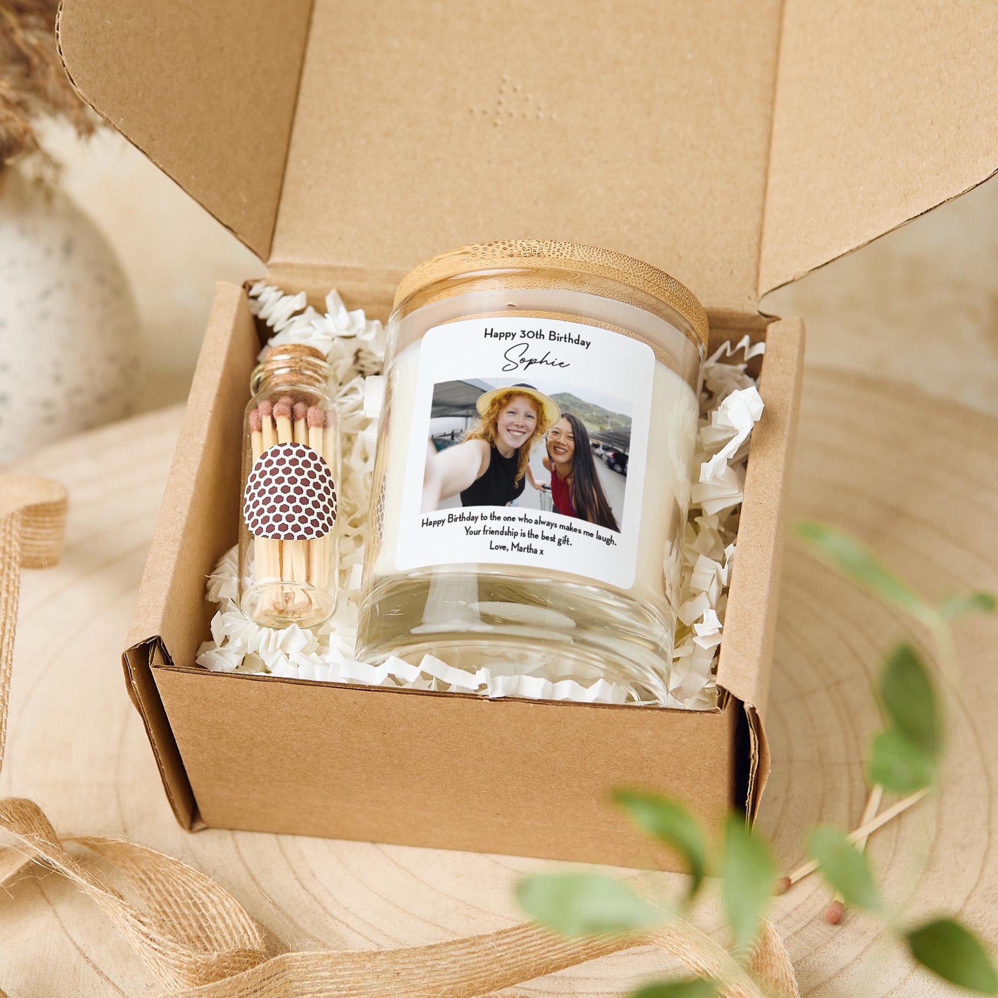 Personalised Birthday Candle Gift with Photo and Custom Message for Her Colleague Friend