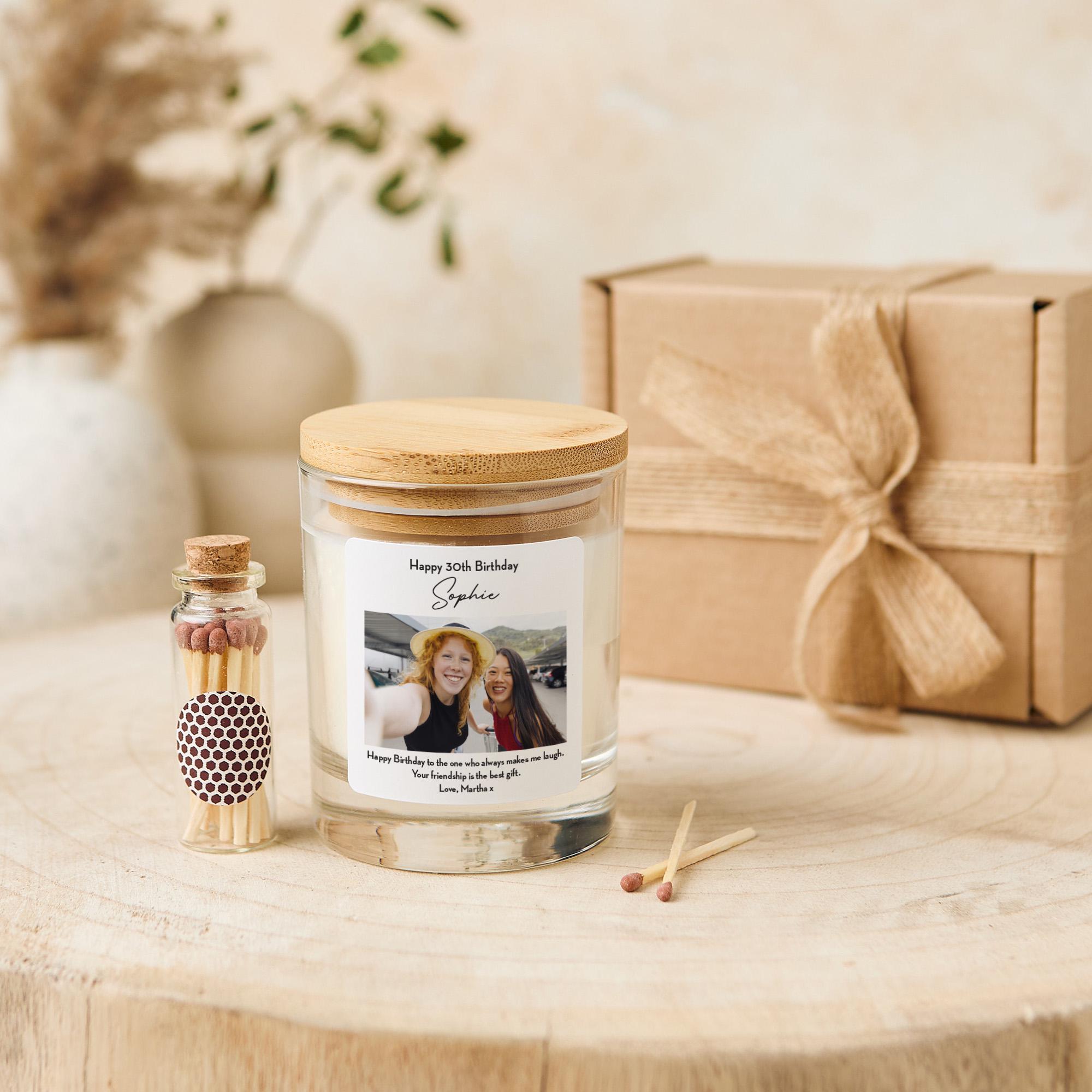 Personalised Birthday Candle Gift with Photo and Custom Message for Her Colleague Friend