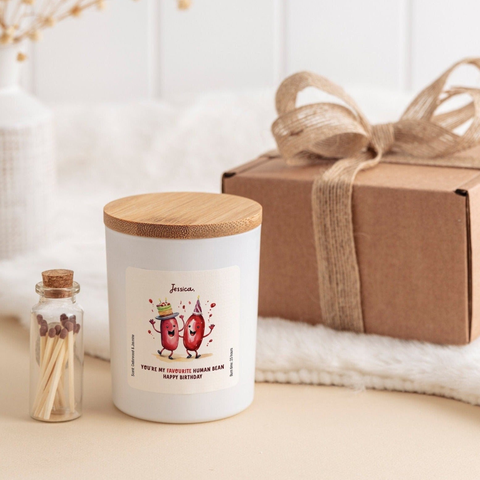 Personalised Birthday Scented Candle with Name, You Are My Favourite Bean, Gift for Her Him, Funny Birthday Present Women Girl Teenage