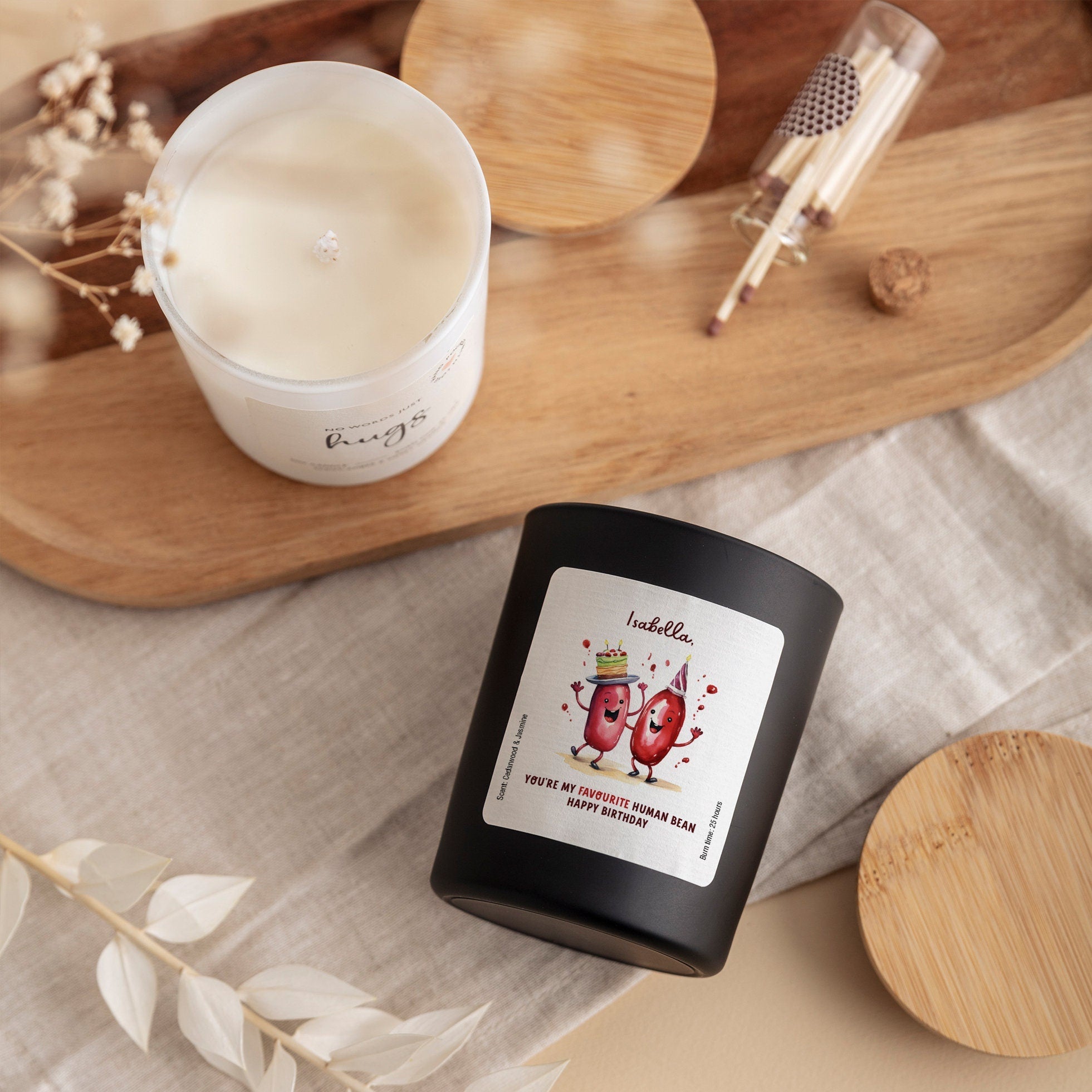 Personalised Birthday Scented Candle with Name, You Are My Favourite Bean, Gift for Her Him, Funny Birthday Present Women Girl Teenage