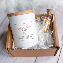 Personalised Bride to be Candle with Your Text Gift for Bride Bridal Shower Present Hen Party Gift with Bride Name and Wedding Rings