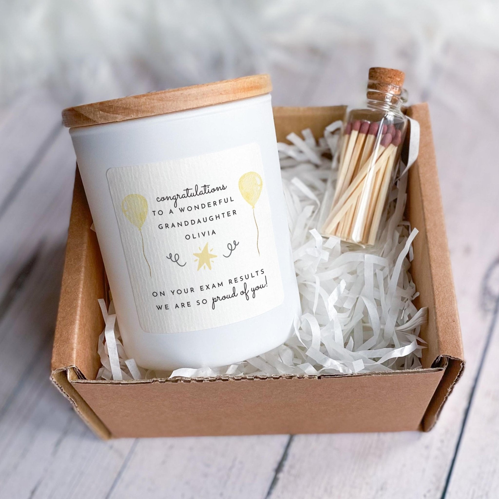 Personalised Candle for Granddaughter’s Exam Success | Proud of You Gift | GCSE or A Level Results Gift for Her