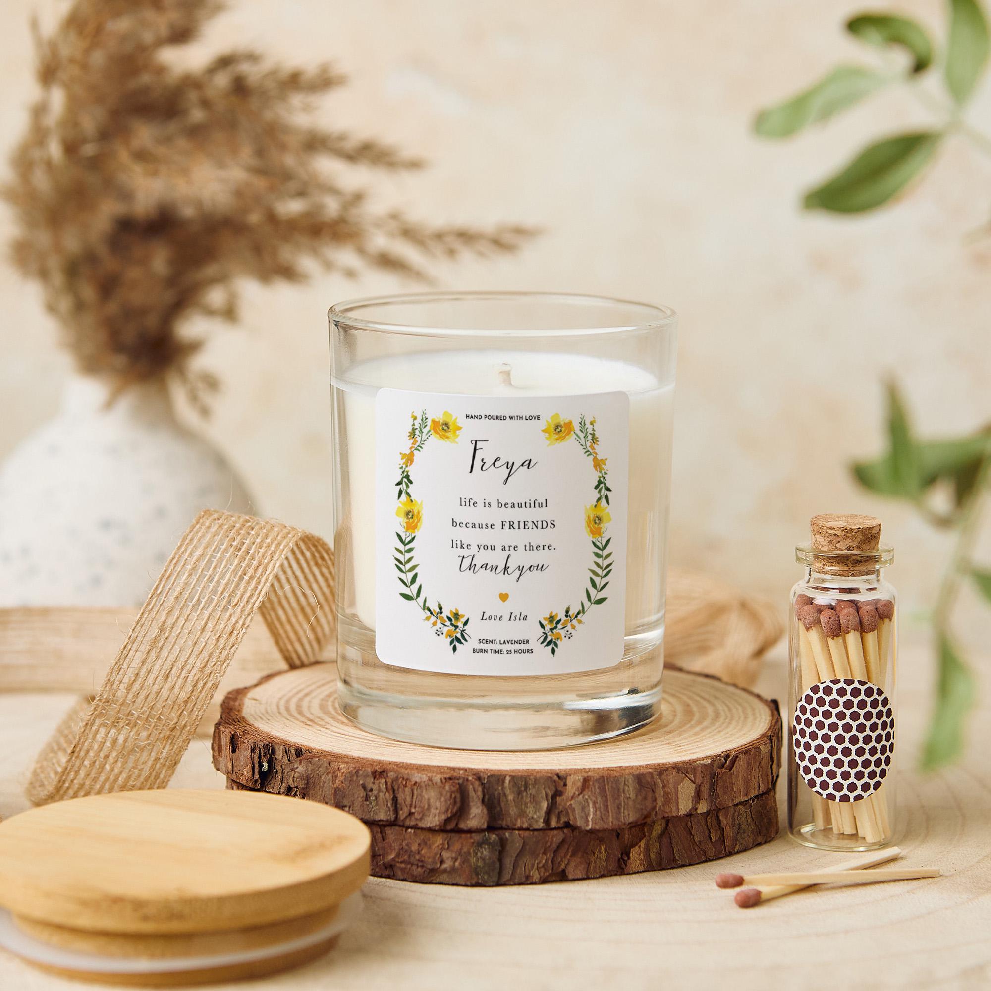 Personalised Candle Gift for Friend with Name on her Birthday Christmas Friendship Thank You Candle for Best Friends