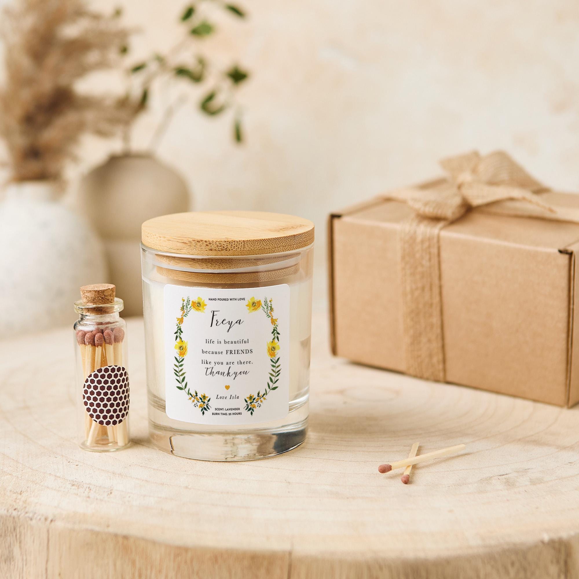 Personalised Candle Gift for Friend with Name on her Birthday Christmas Friendship Thank You Candle for Best Friends