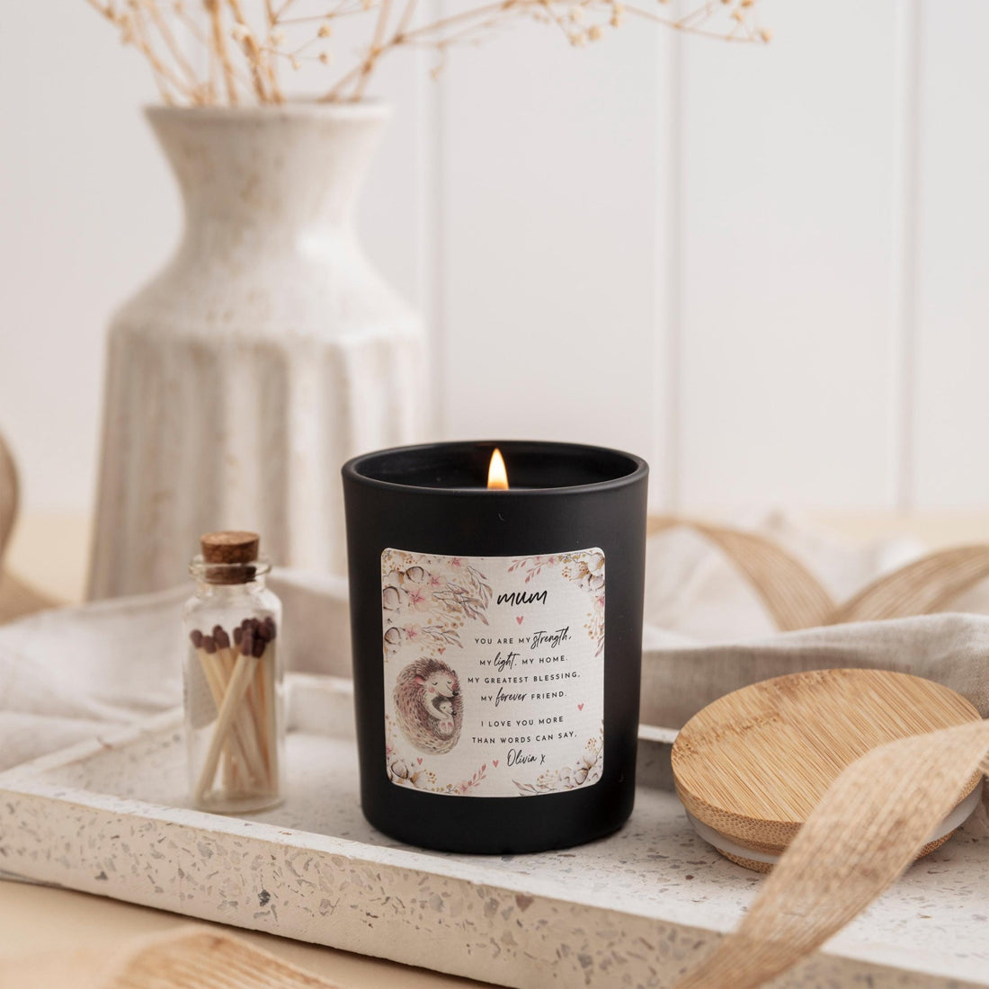 Personalised Candle Gift for Mum with Custom Message Mum's Birthday Mother's Day Thank You Present from Daughter or Son Heartfelt Keepsake