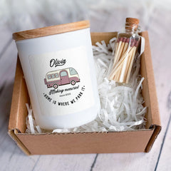 Personalised Caravan Candle Gift for Travel Lovers Keepsake for Couples Friends Traveller Present Accessories Camping Retro Motorhome Owner