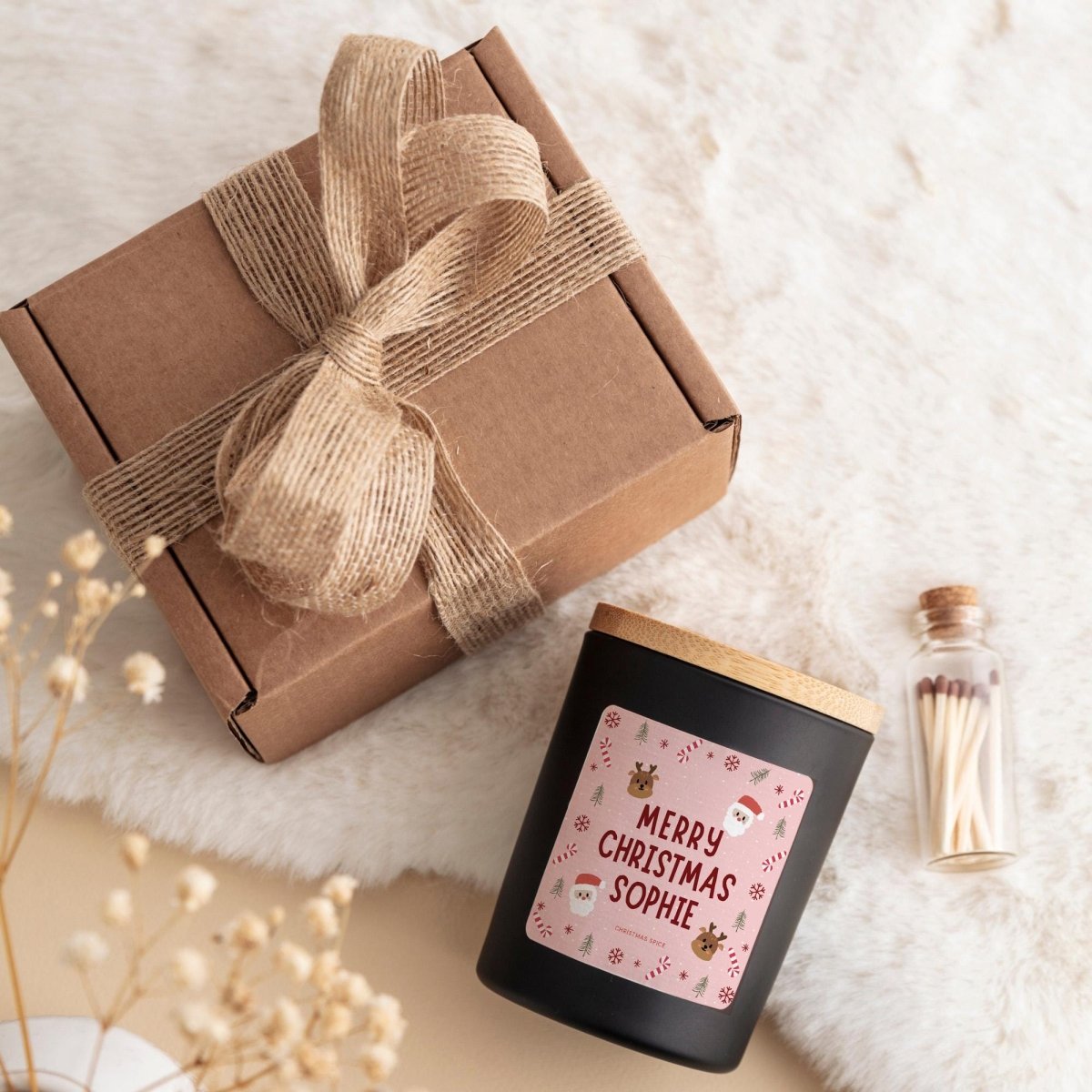 Personalised Christmas Candle Gift – Custom Name Candle Keepsake for Her, Friend or Family