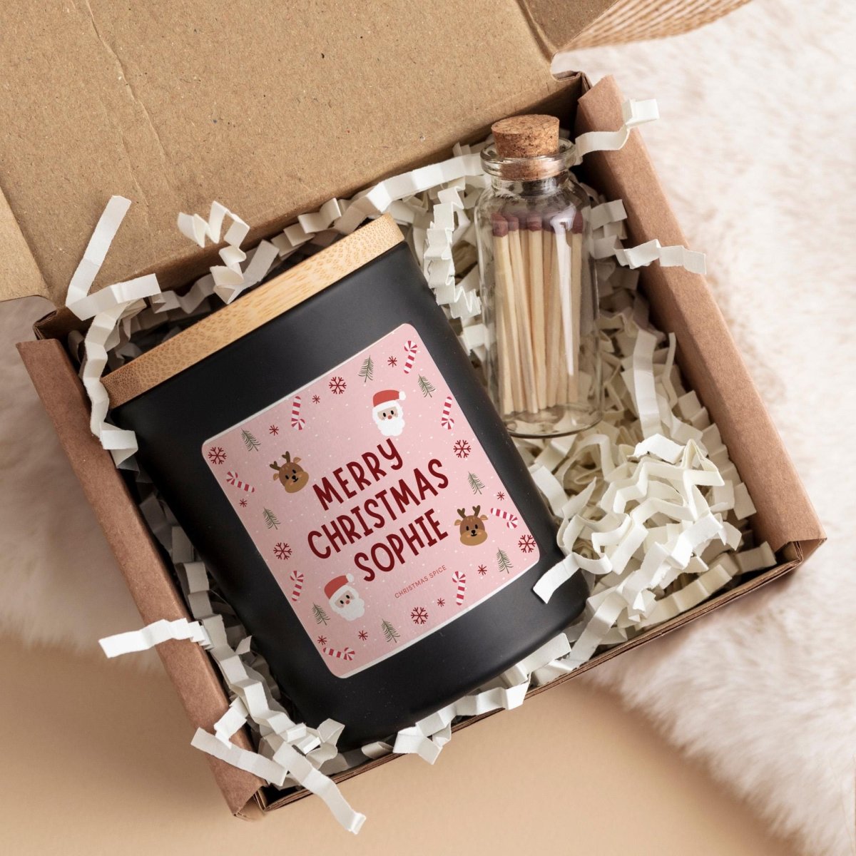 Personalised Christmas Candle Gift – Custom Name Candle Keepsake for Her, Friend or Family