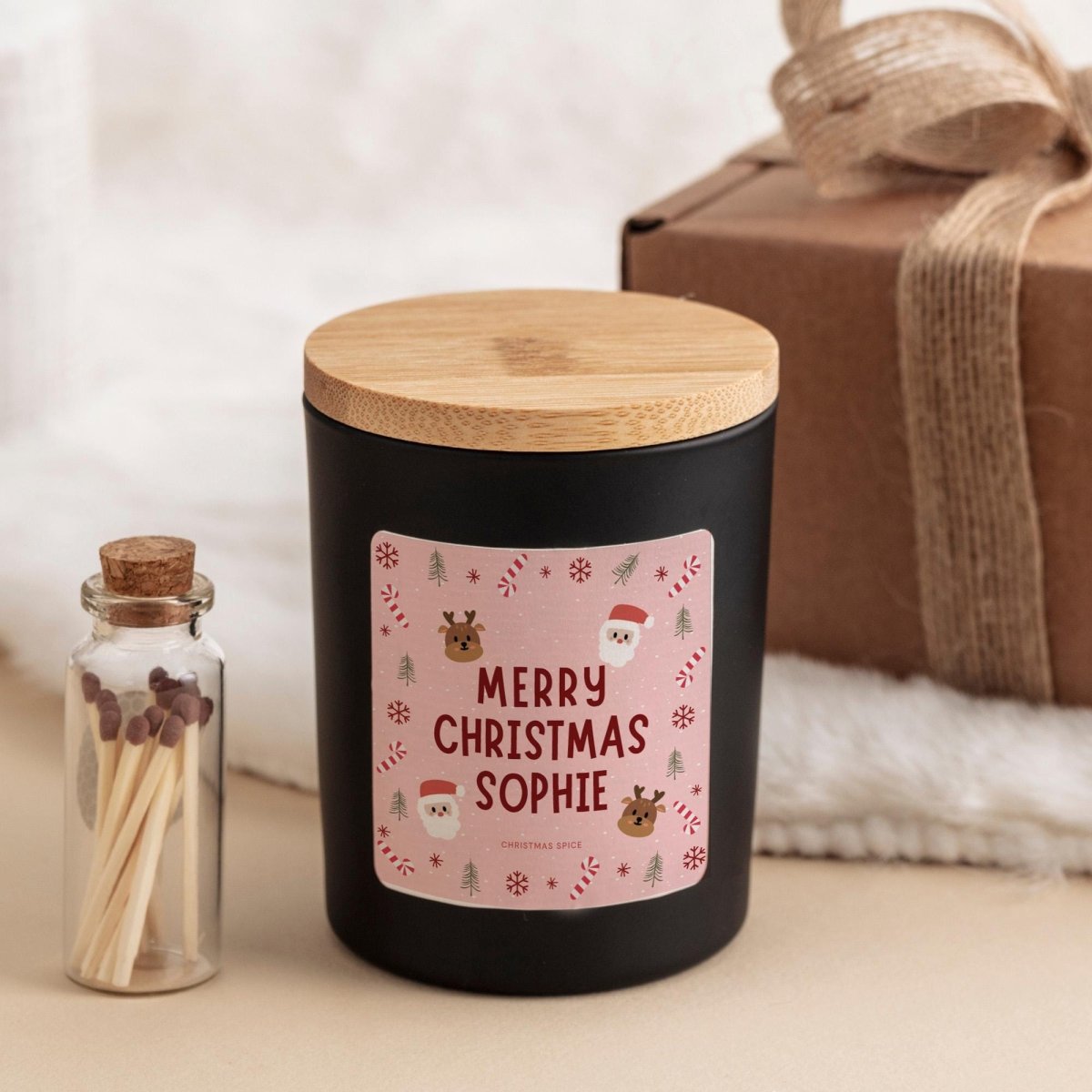 Personalised Christmas Candle Gift – Custom Name Candle Keepsake for Her, Friend or Family