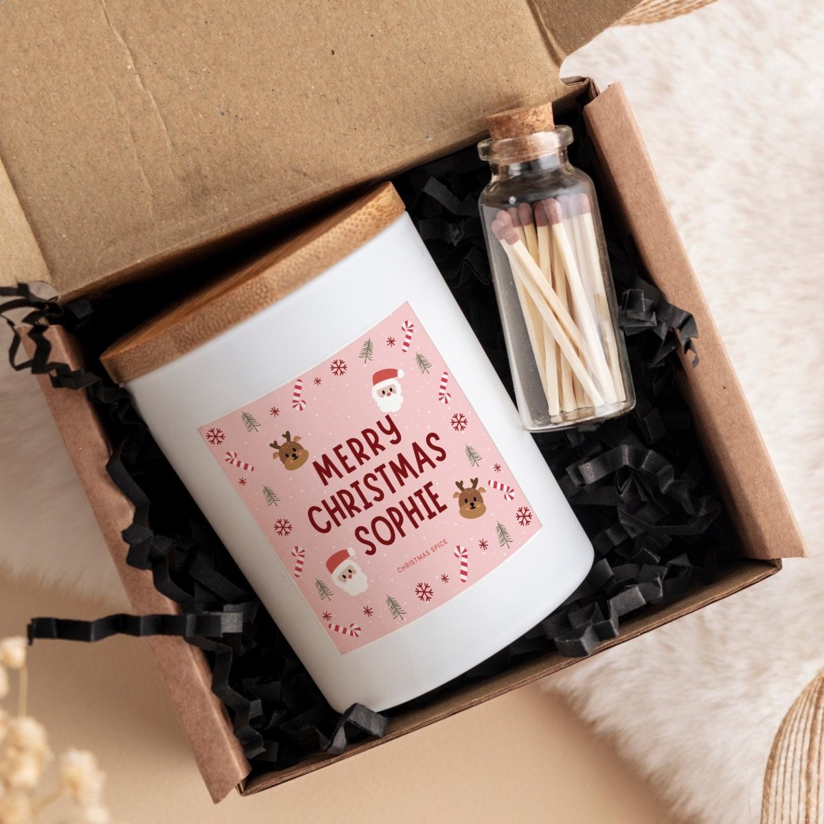 Personalised Christmas Candle Gift – Custom Name Candle Keepsake for Her, Friend or Family