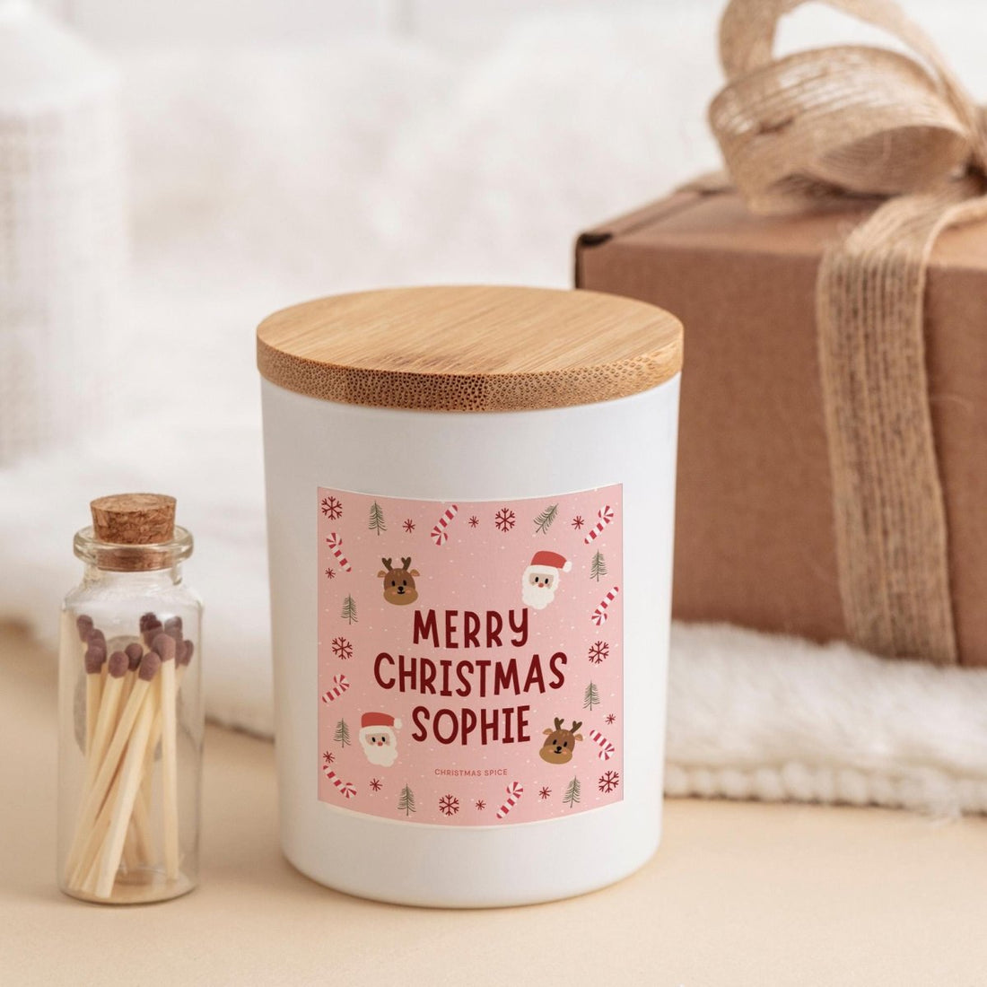 Personalised Christmas Candle Gift – Custom Name Candle Keepsake for Her, Friend or Family