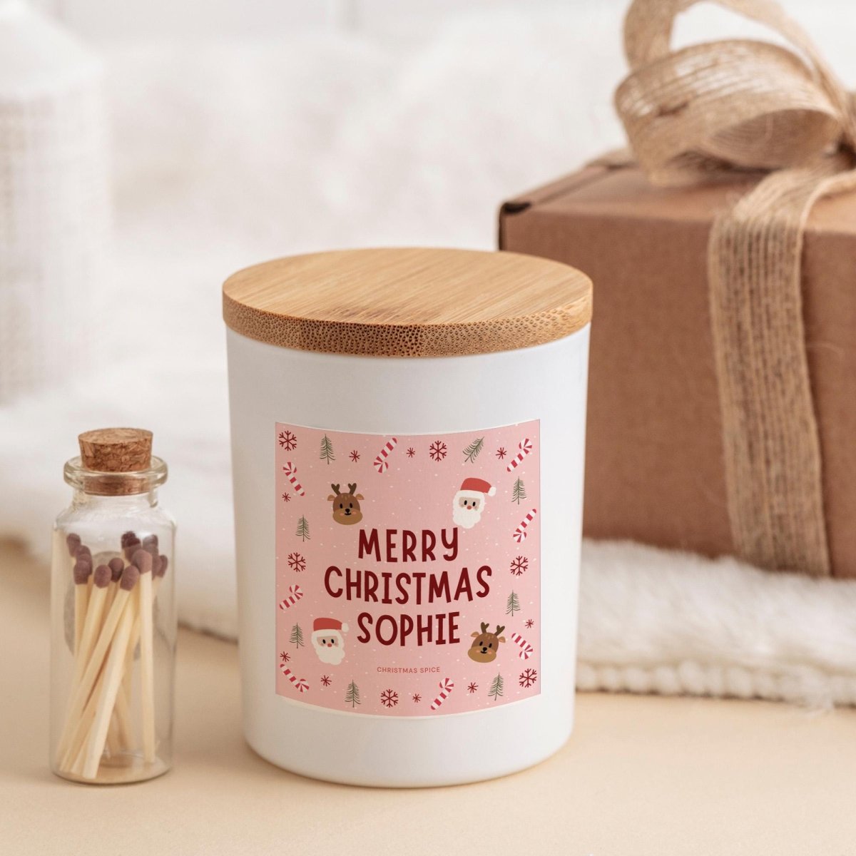 Personalised Christmas Candle Gift – Custom Name Candle Keepsake for Her, Friend or Family