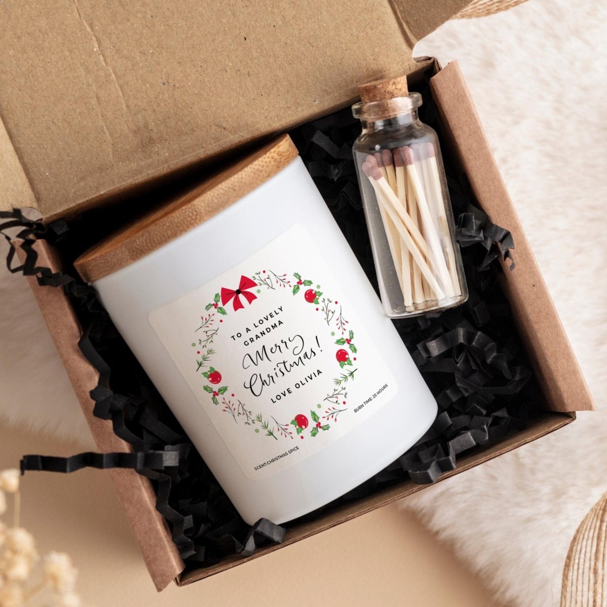 Personalised Christmas Candle Gift for Grandma – Available for ANY ROLE Nanny, Auntie, Grandad, Sister