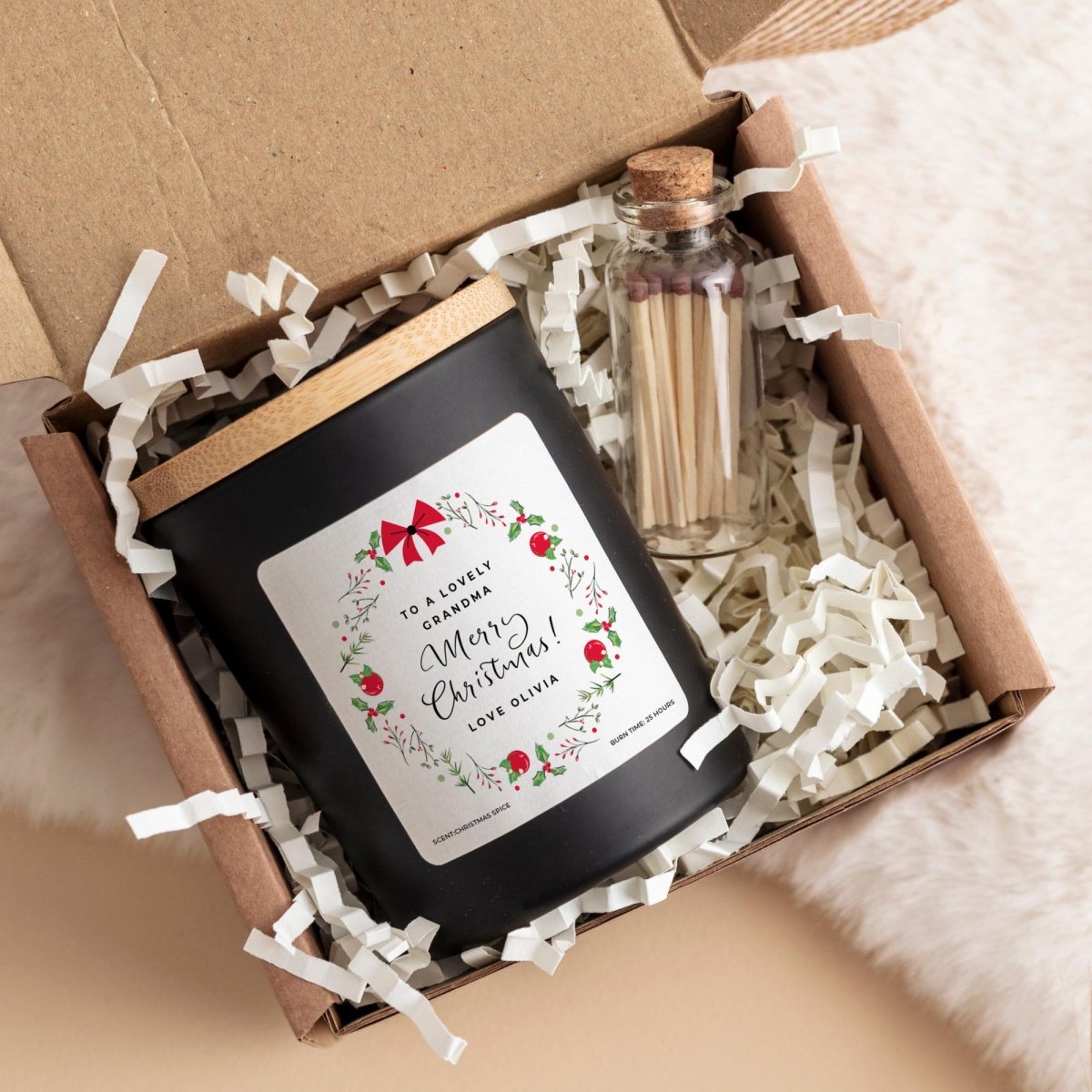Personalised Christmas Candle Gift for Grandma – Available for ANY ROLE Nanny, Auntie, Grandad, Sister