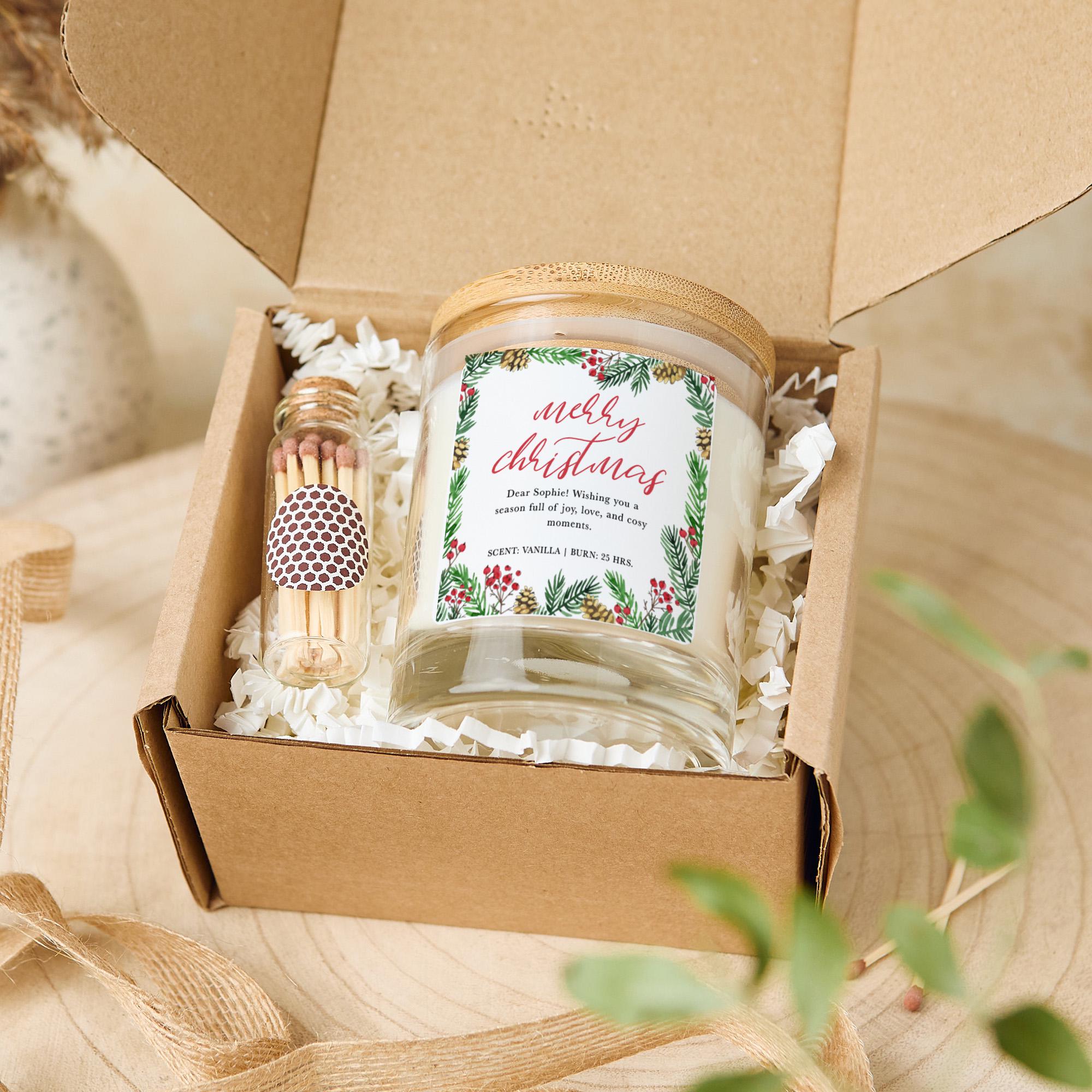 Personalised Christmas Candle Gift for Her with Name Festive Holiday Present for Mum Friend Employee Colleague Sister Teacher Grandma Auntie