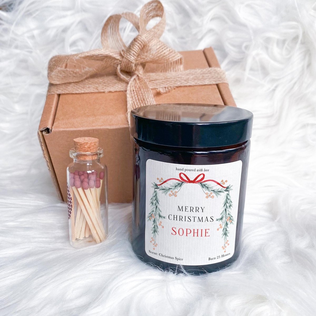 Personalised Christmas Candle Gift for Her with Name - Vegan Soy Wax - Corporate Present for Employee