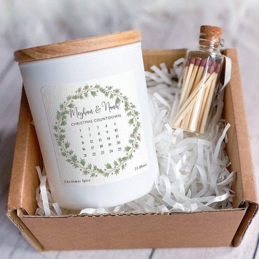 Personalised Christmas Countdown Advent Calendar Scented Candle Gift Set Cosy Christmas Gift