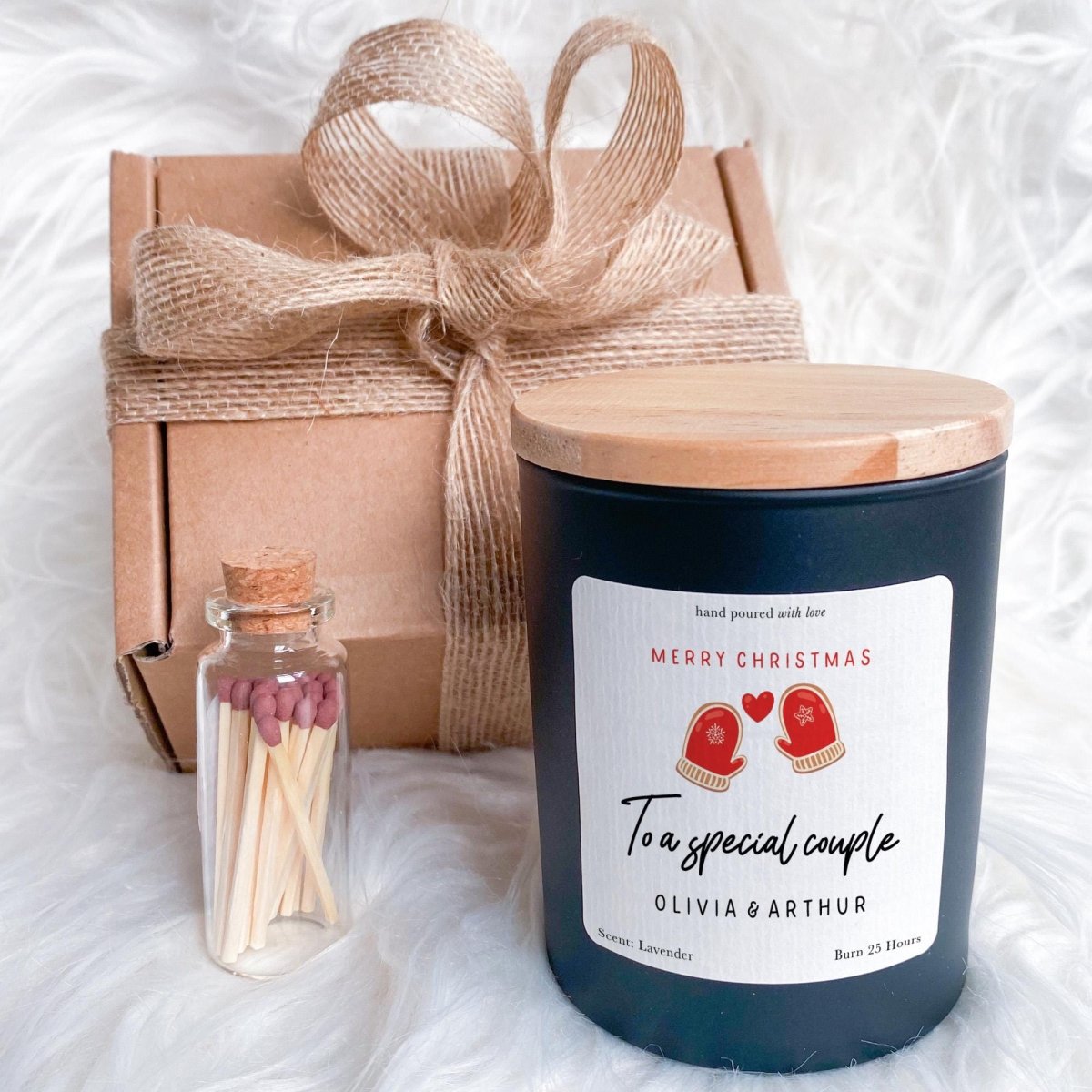 Personalised Christmas Gift for Couple Wife Girlfriend Soy Wax Candle Present for Engagement or Newlyweds
